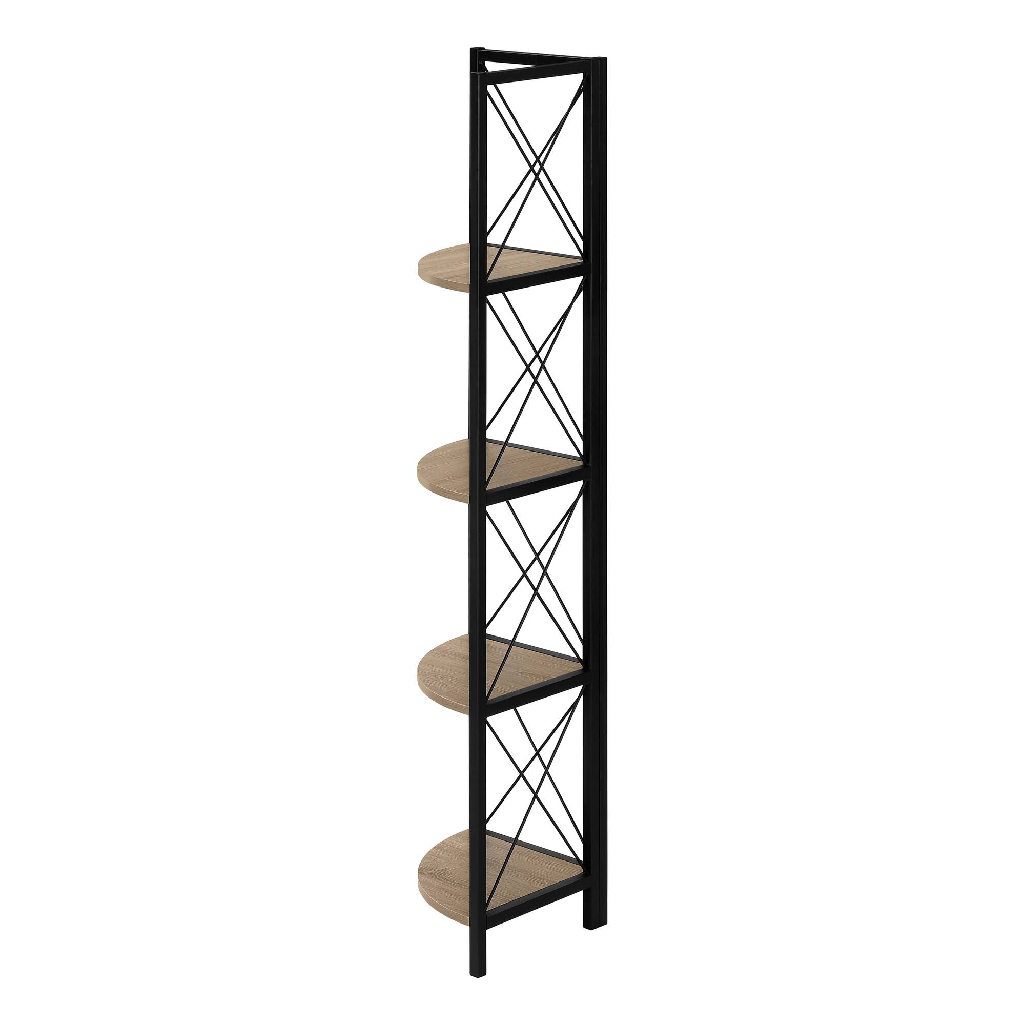 Alt View 1. Spaco - Spaco Modern 4 Tier 60 Inch Corner Bookshelf, Metal Industrial for Living Room Bedroom Office - taupe.