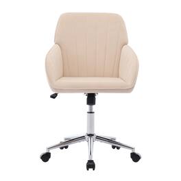 Forest'nSky - Silver Metal Adjustable Office Chair with Ergonomic Swivel Chair, Backrest Seat - Khaki