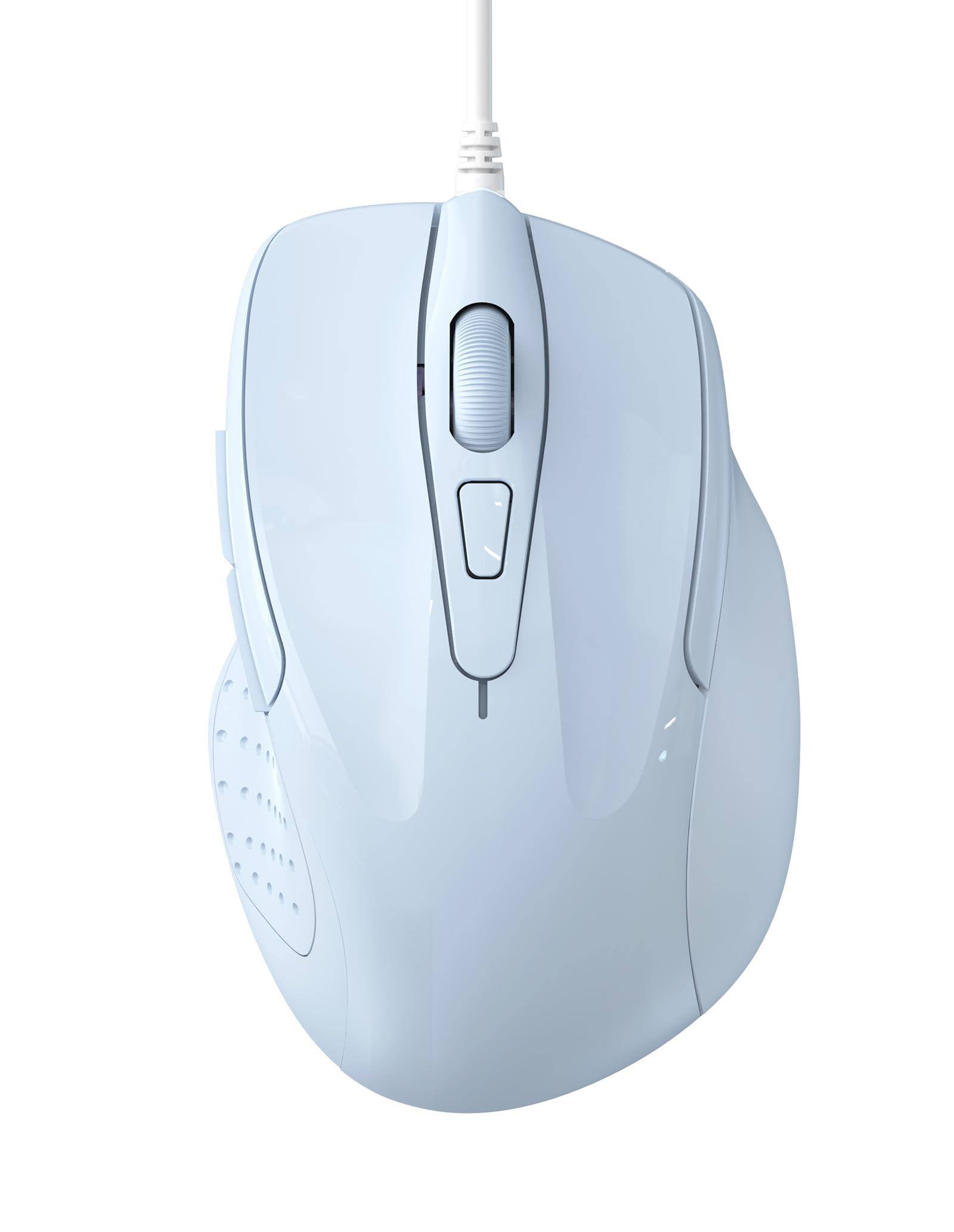 Front. PO3TICJUNKI3 - Mouse -button Corded Computer With Adjustable Optical Mice Design And 5ft Cord Chromebook Pc Desktop Notebook - LT.Blue.