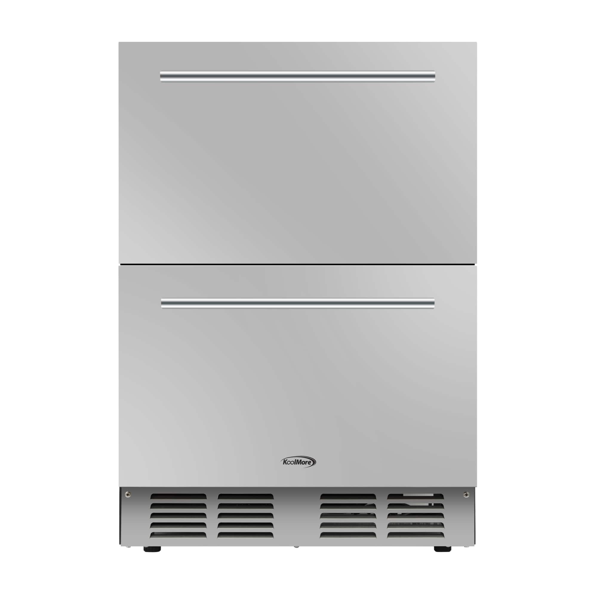 Koolmore - 24 in. Built-in Two-Drawer Refrigerator in Stainless-Steel (KM-OKS-RD2) - Black and Silver