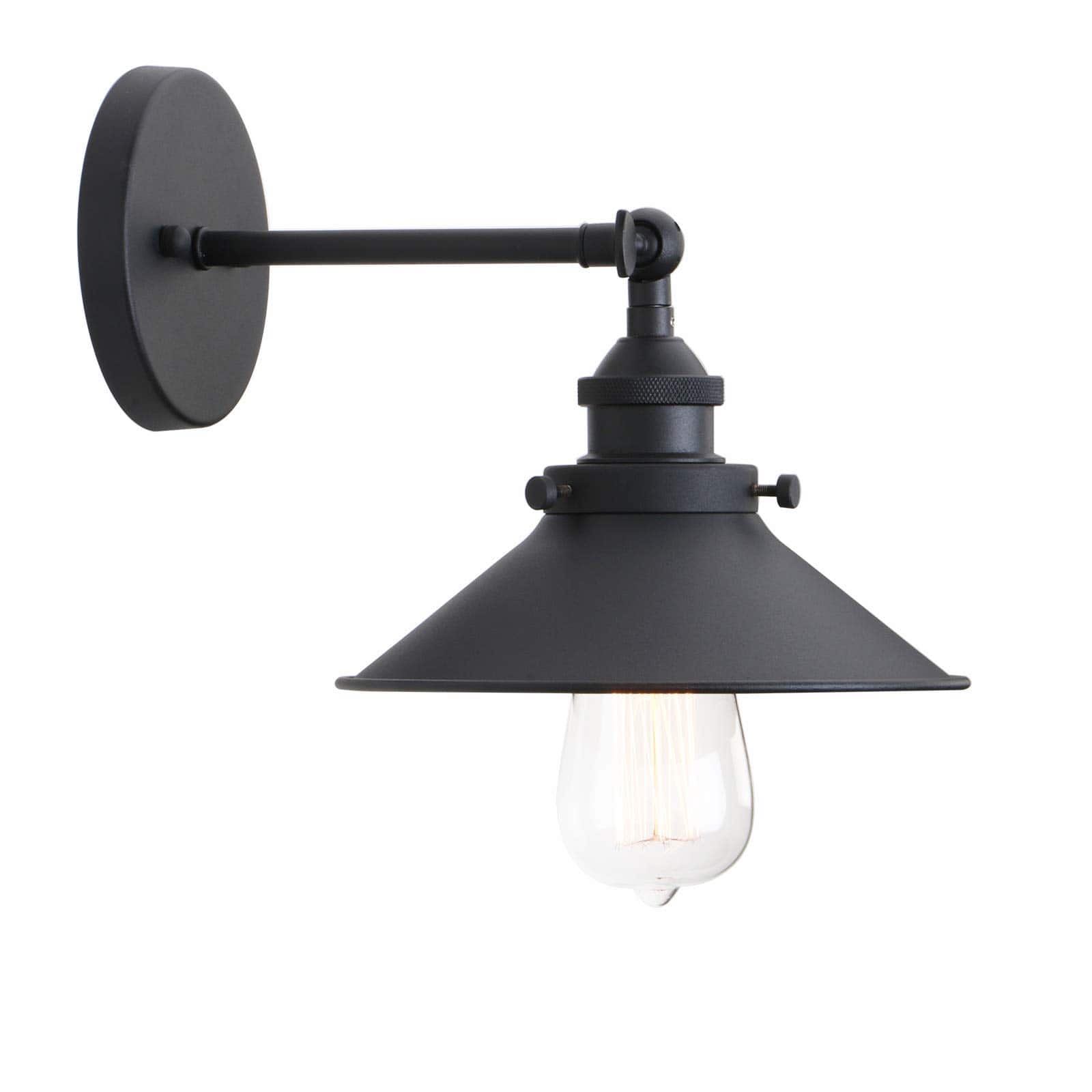 Comfort Essence - Vintage Industrial Metal Wall Sconce Lighting Degree Adjustable Lamp - Black