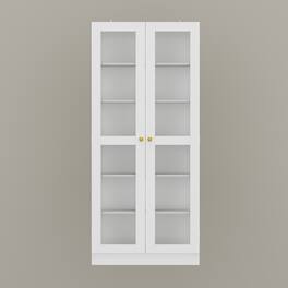 FUFU & GAGA - FUFU&GAGA Glass - Door Liquor Cabinet: Display - Friendly, Adjustable, Stylish Storage - White