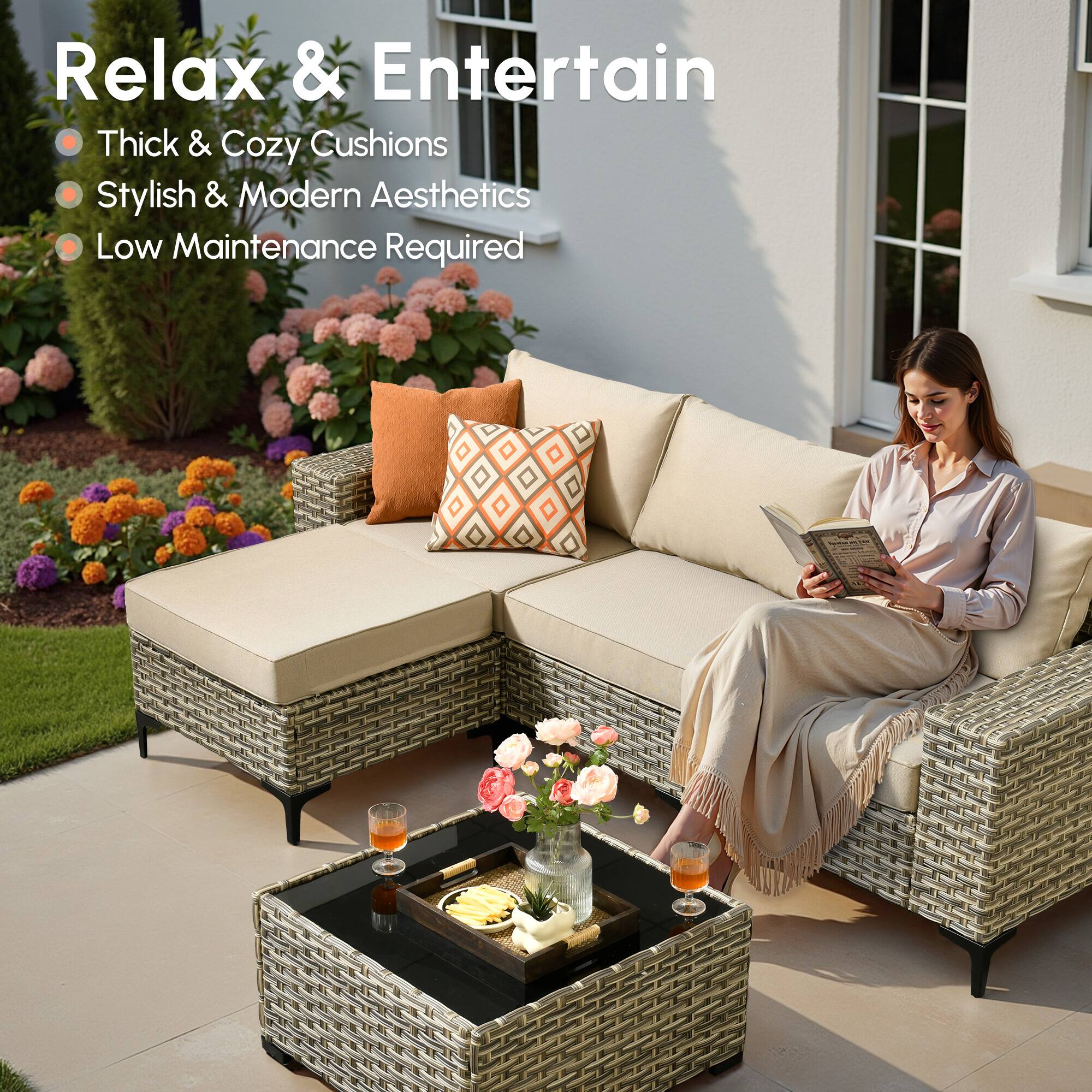 Relax & Entertain

- Thick & Cozy Cushions
- Stylish & Modern Aesthetics
- Low Maintenance Required
