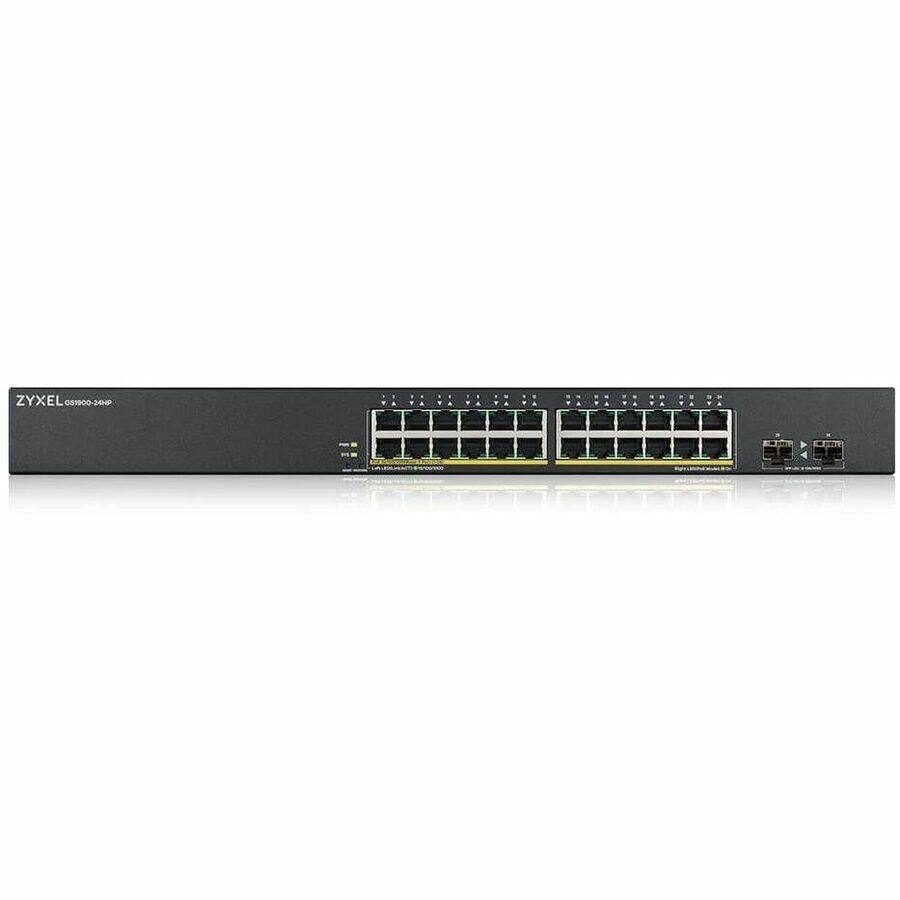 Alt View 3. ZYXEL - ZYXEL GS1900-24HPv2 24-Port Gigabit Smart Managed PoE Switch | 24 PoE+ Ports at 170W with 2 SFP Uplinks | TAA Compliant - Unknown.