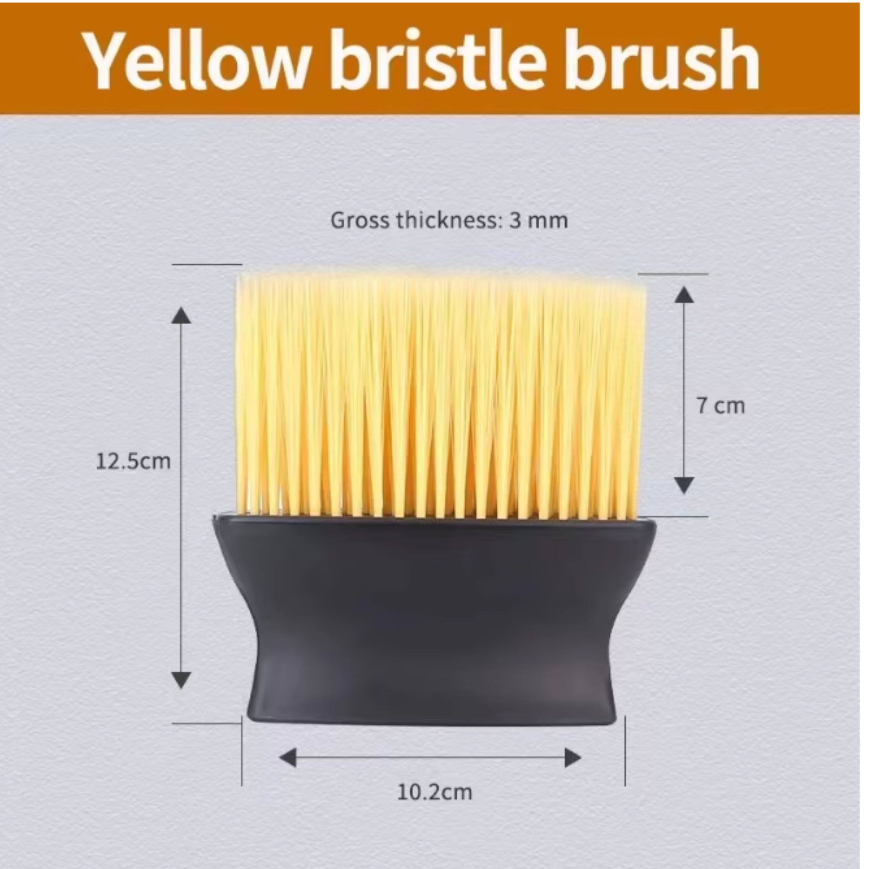 Yellow bristle brush  
Gross thickness: 3 mm  
7 cm  
12.5 cm  
10.2 cm