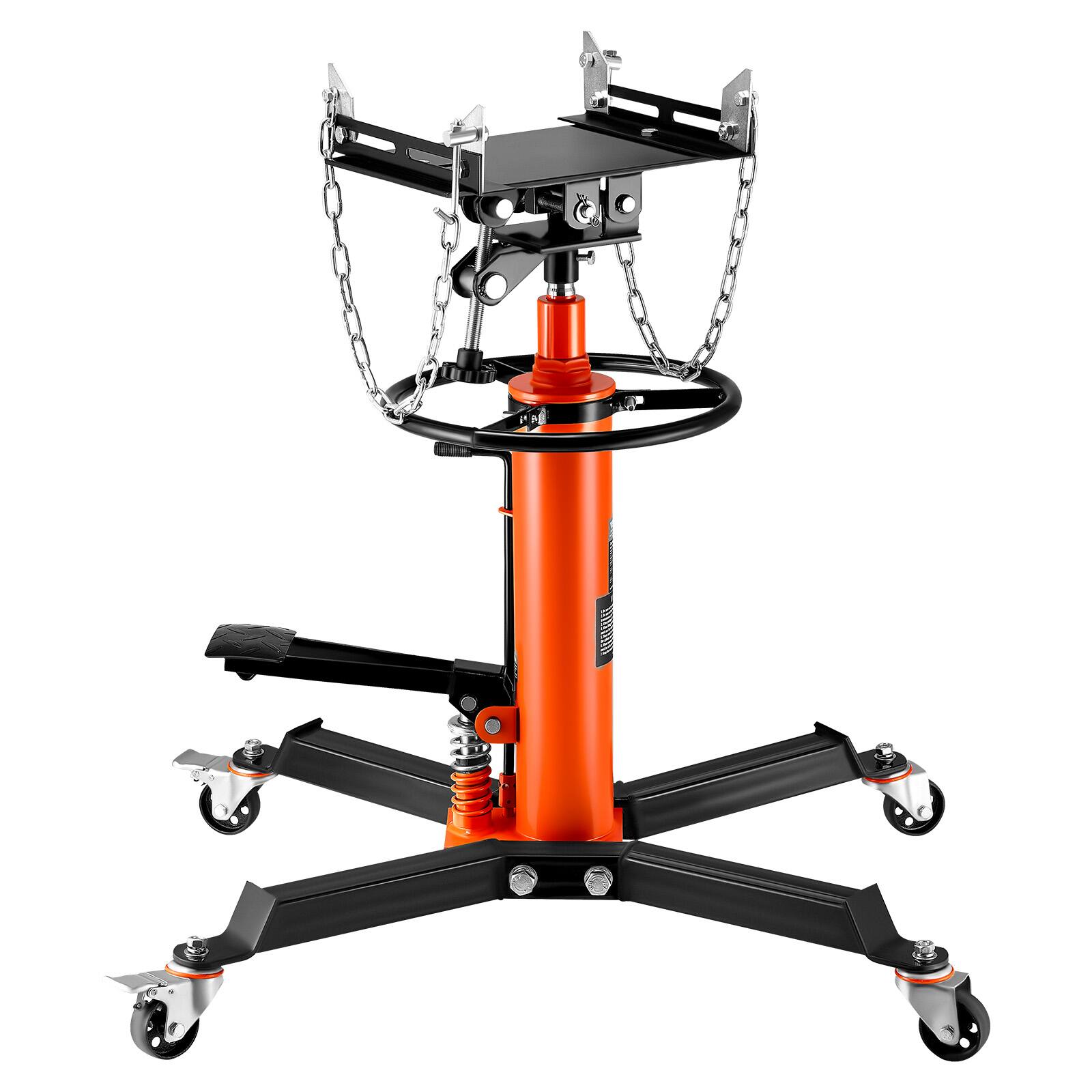 Alt View 5. VEVOR - Transmission Jack, 1/2Ton/1100lbs Capacity Hydraulic Telescopic Transmission Jack, 2-Stage Floor Jack Stand - Black;Orange.
