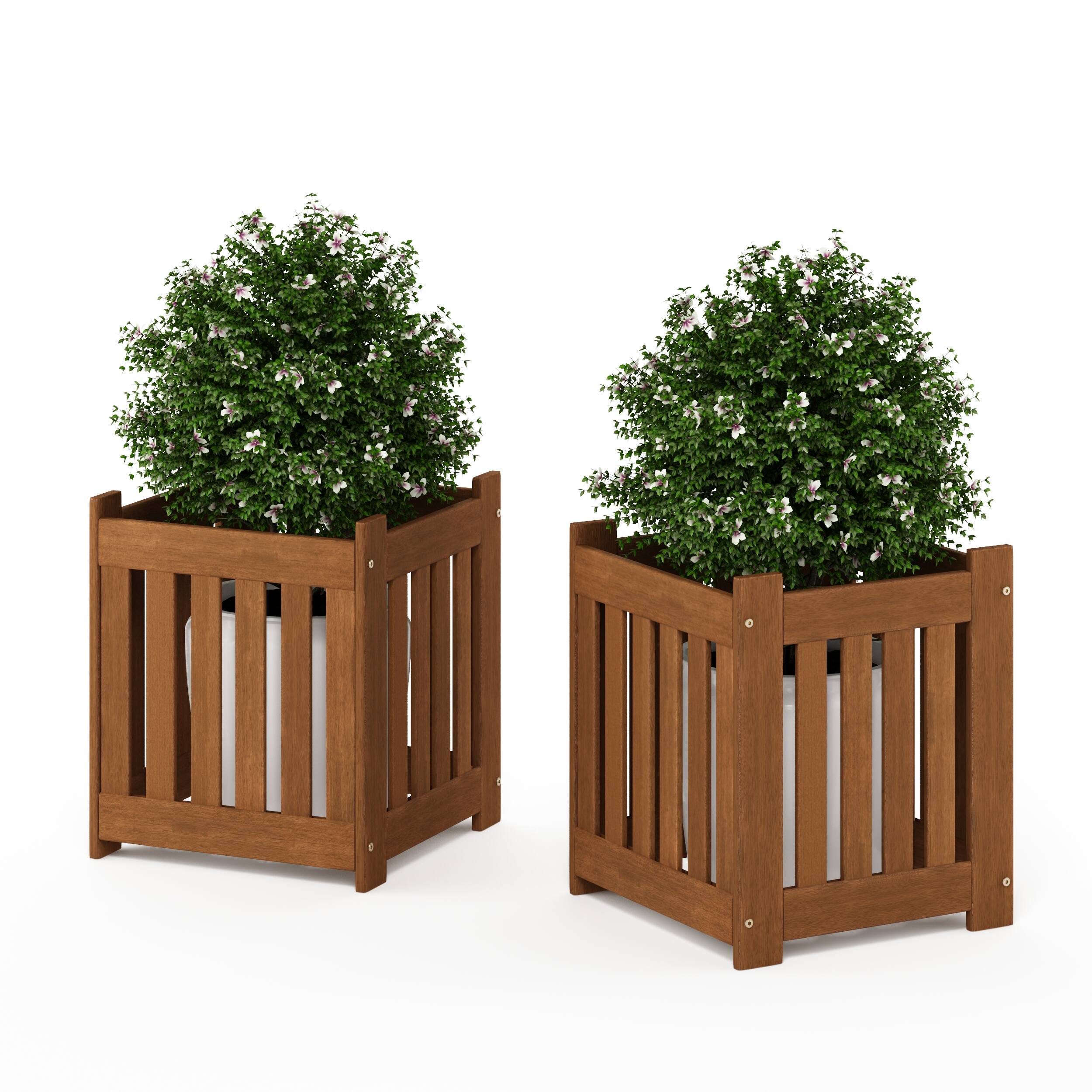 Alt View 3. Furinno - Tioman Hardwood Outdoor Lifestyle Flowerbox, Set of 2 - Natural.