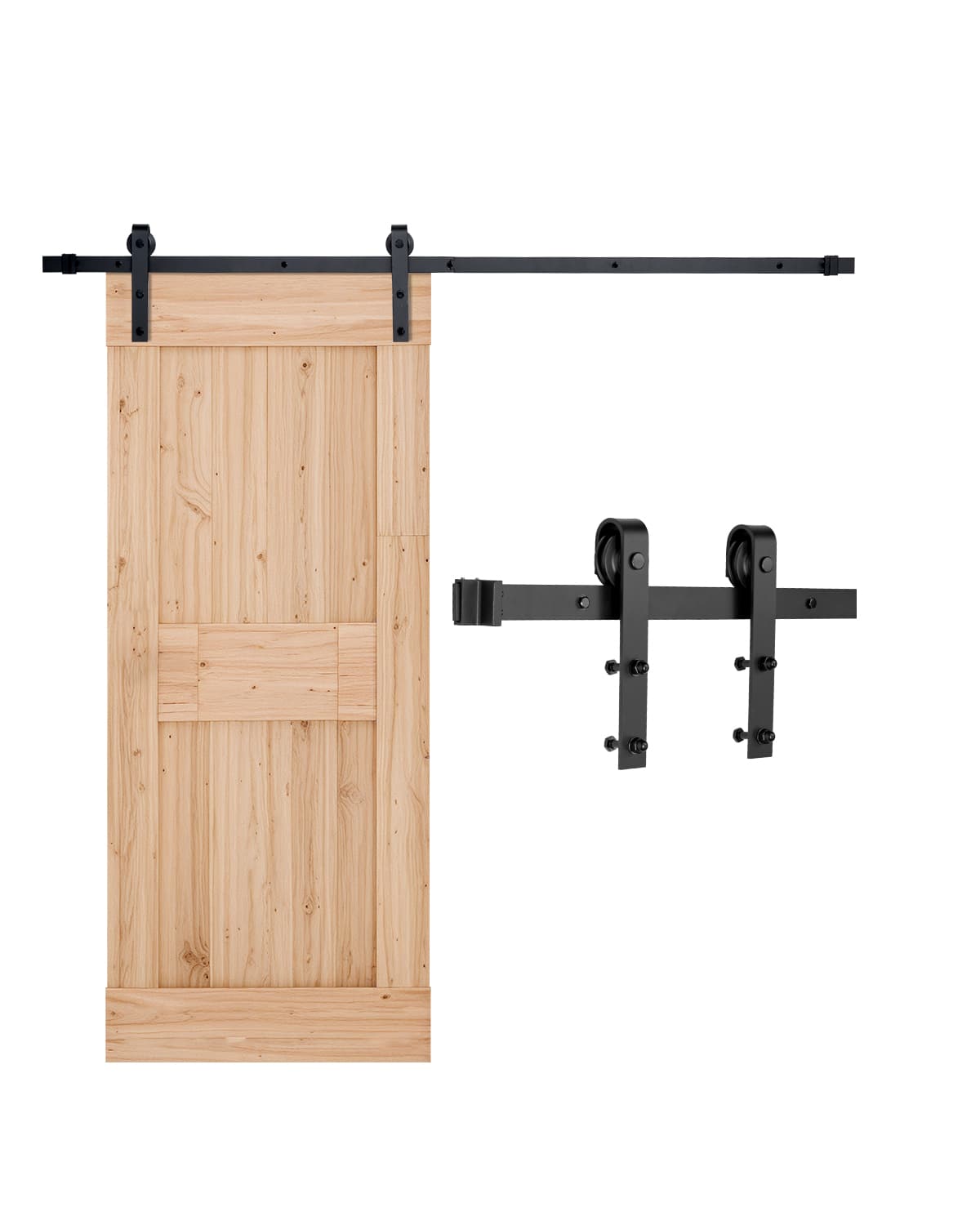 VEVOR - 6FT Sliding Barn Door Hardware Kit, 330 LBS Weight Capacity, Compatible with 36 Inches Max Width & 1-3/8 to 1-3/4 Inches - Black