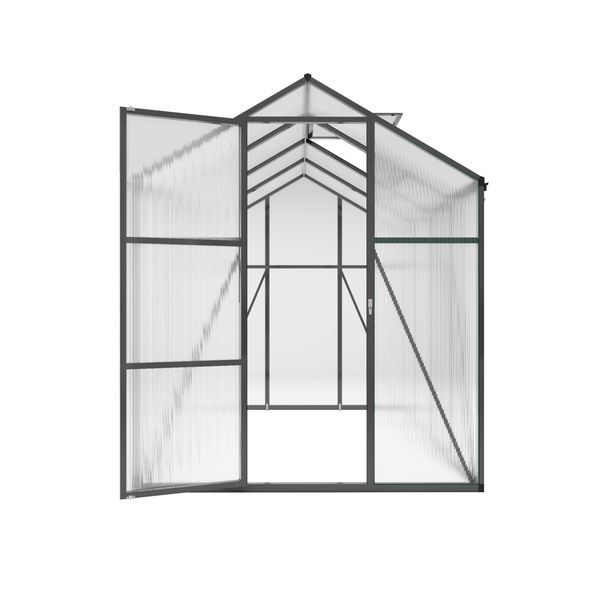 Alt View 4. Mondawe - 6x8 FT Polycarbonate Greenhouse with Raised Base and Anchor Aluminum, Gain Height Windproof Aluminum - Black.