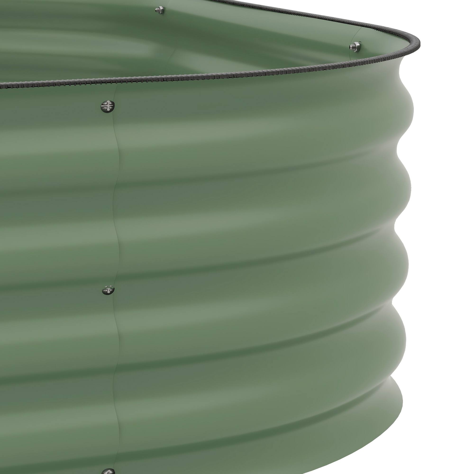 Alt View 8. Outsunny - 3-Tier Galvanized Steel Raised Garden Bed Kit, 62.25" x 43" x 32.25", 3 Combining Planter Boxes with Rubber Strip Edging - Green.