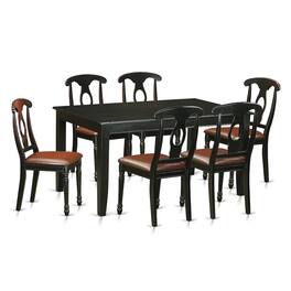 East West Furniture - 7 Pcs Dining room sets -Small Kitchen Table and 6 Dining Chairs - Black