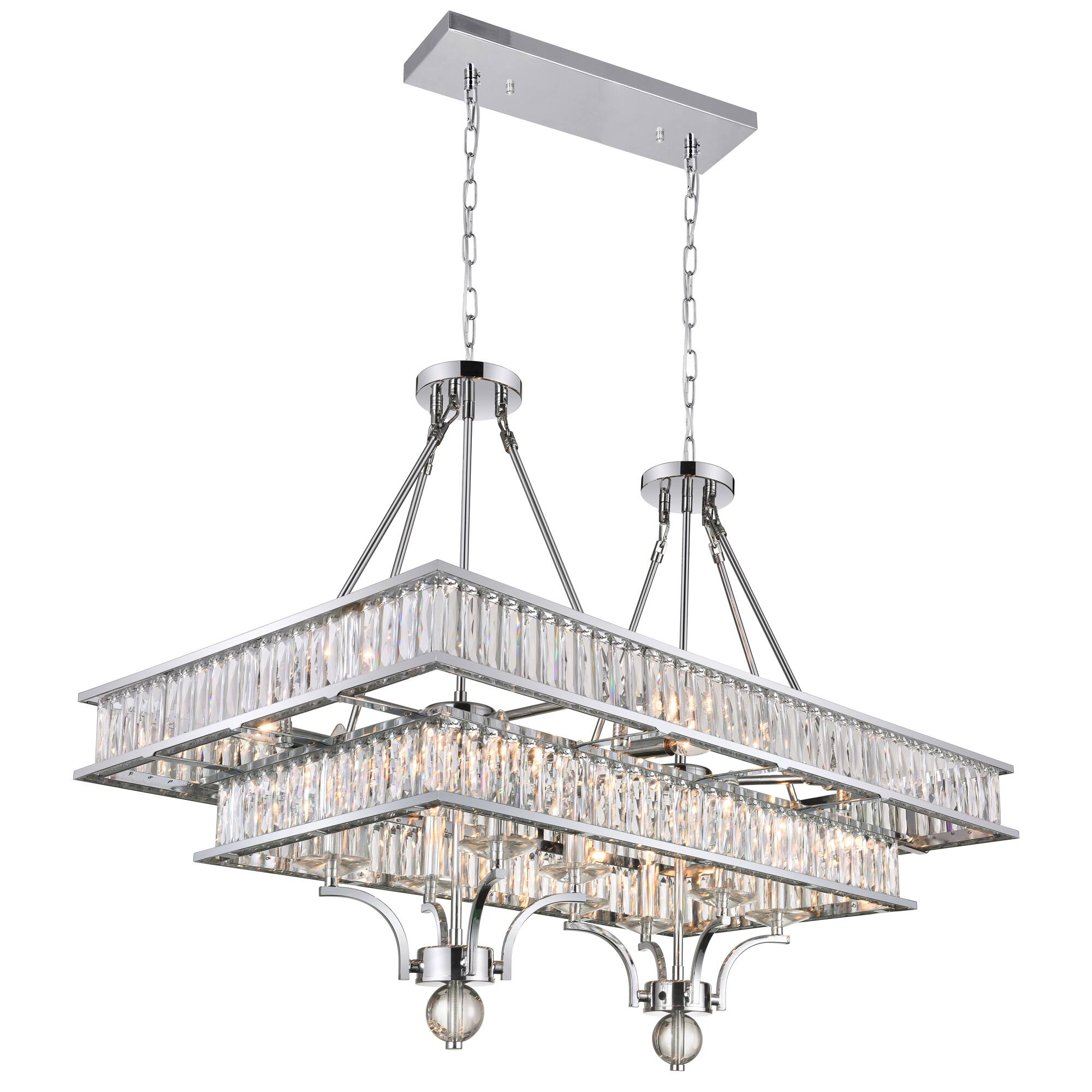 Front. CWI Lighting - Shalia 16 Light Island Chandelier With Chrome Finish - Chrome.