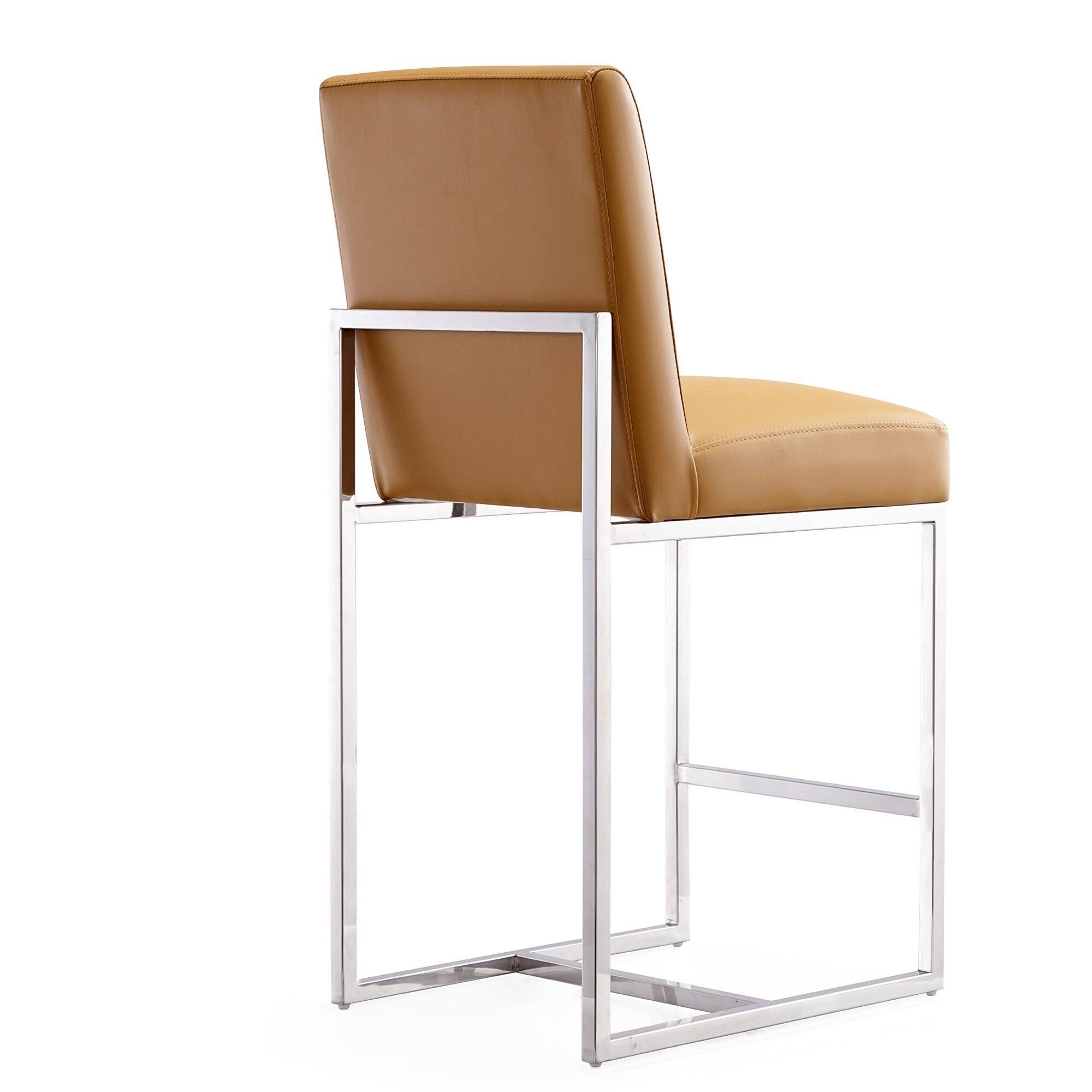 Alt View 1. Manhattan Comfort - Element Modern Metal Upholstered Counter Stool - Camel.