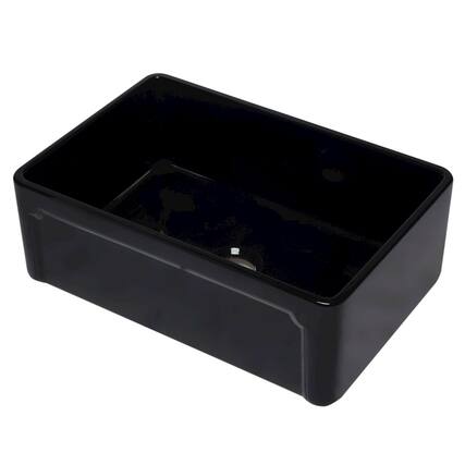 Front. Alfi - ALFI brand 30 inch Black Reversible Single Fireclay Farmhouse Kitchen Sink - Black.