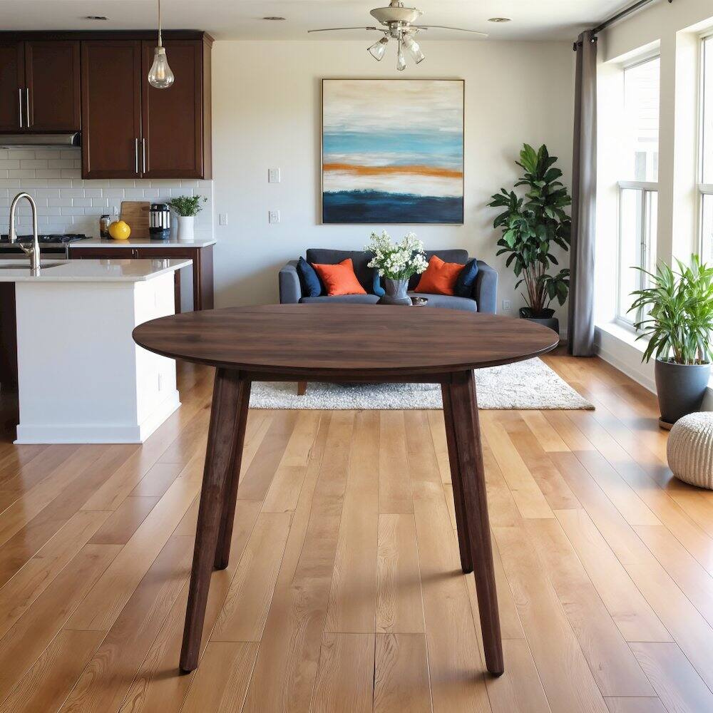Alt View 5. Starlight Canyon Home - Round Dining Table with Drop Leaves – Small Round Kitchen Table in Brown - Brown.