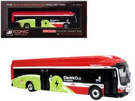 Iconic Replicas - New Flyer Xcelsior Charge NG Electric Transit Bus "TTC Toronto Transit Commission" Red Green White 1/87 HO Diecast - Red and Green with White
