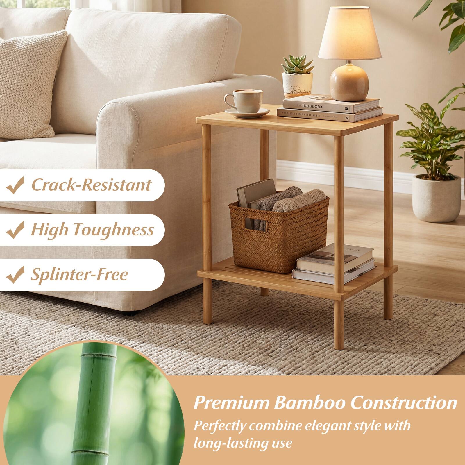 BAIBDOOK  
Crack-Resistant  
High Toughness  
Splinter-Free  

Premium Bamboo Construction  
Perfectly combine elegant style with long-lasting use