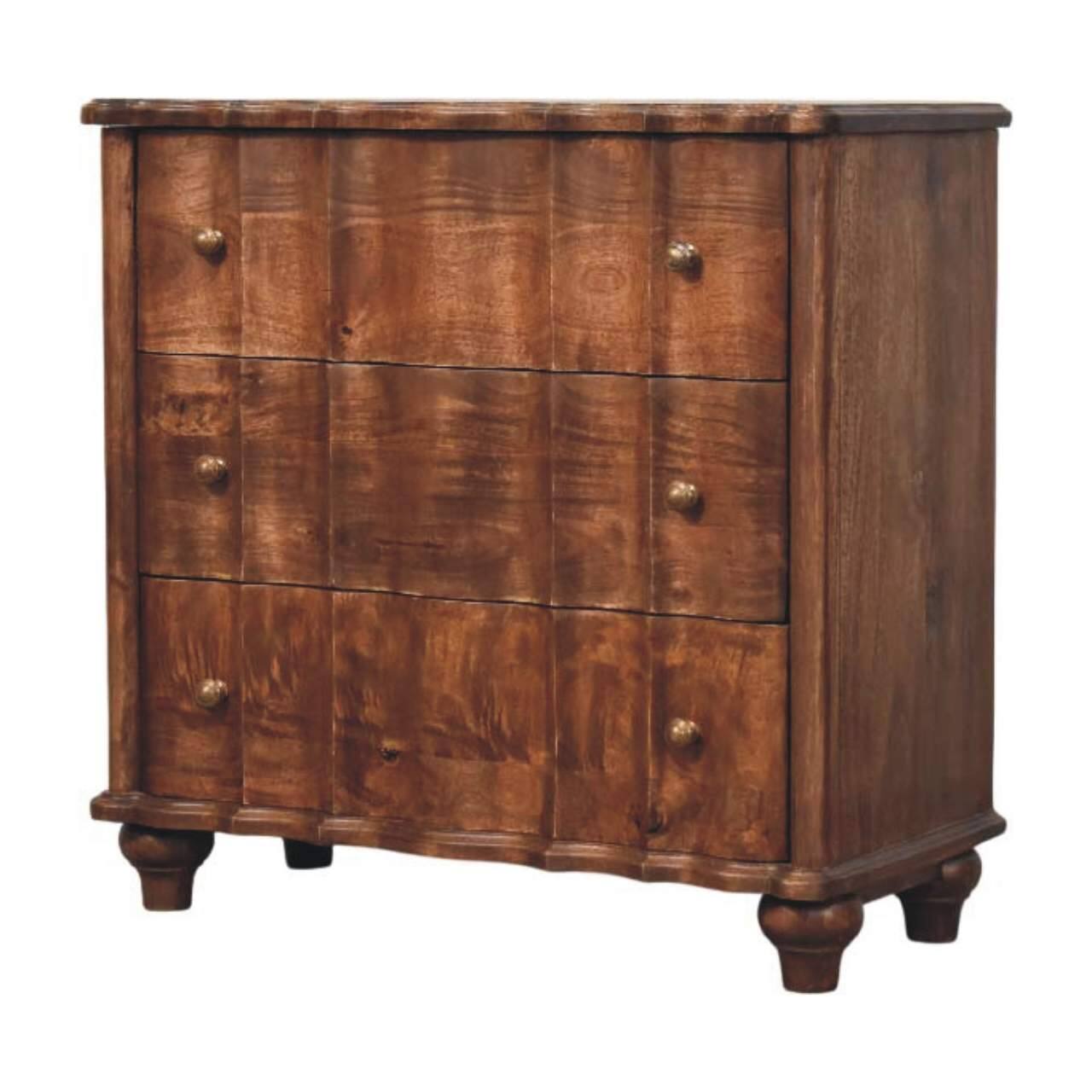 Left. Artisan Furniture - Artisan Furniture Solid Wood Lume Roasted Panel Chest, 3 Drawer - Brown.