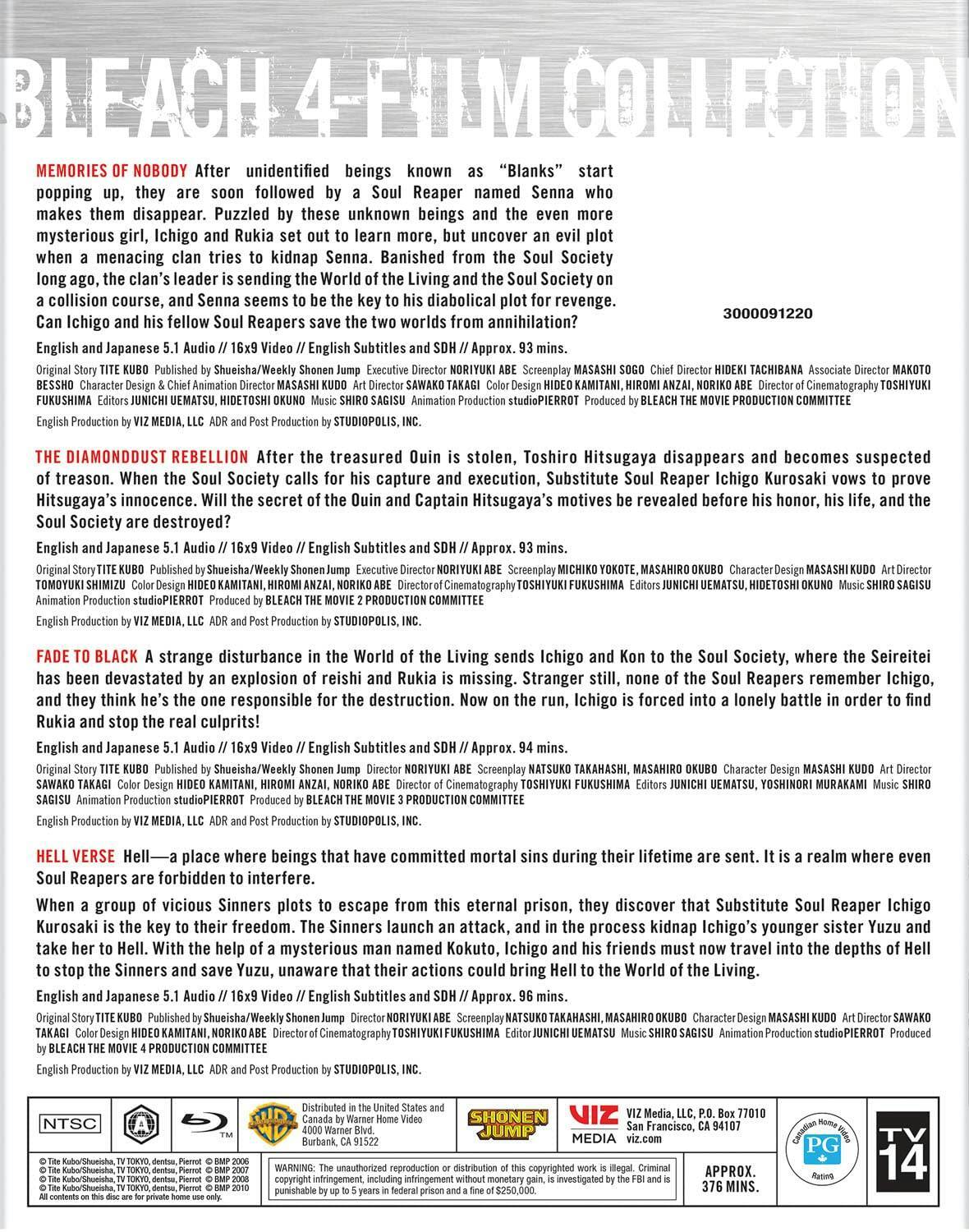 Back. Bleach: 4-film Collection [Blu-ray].