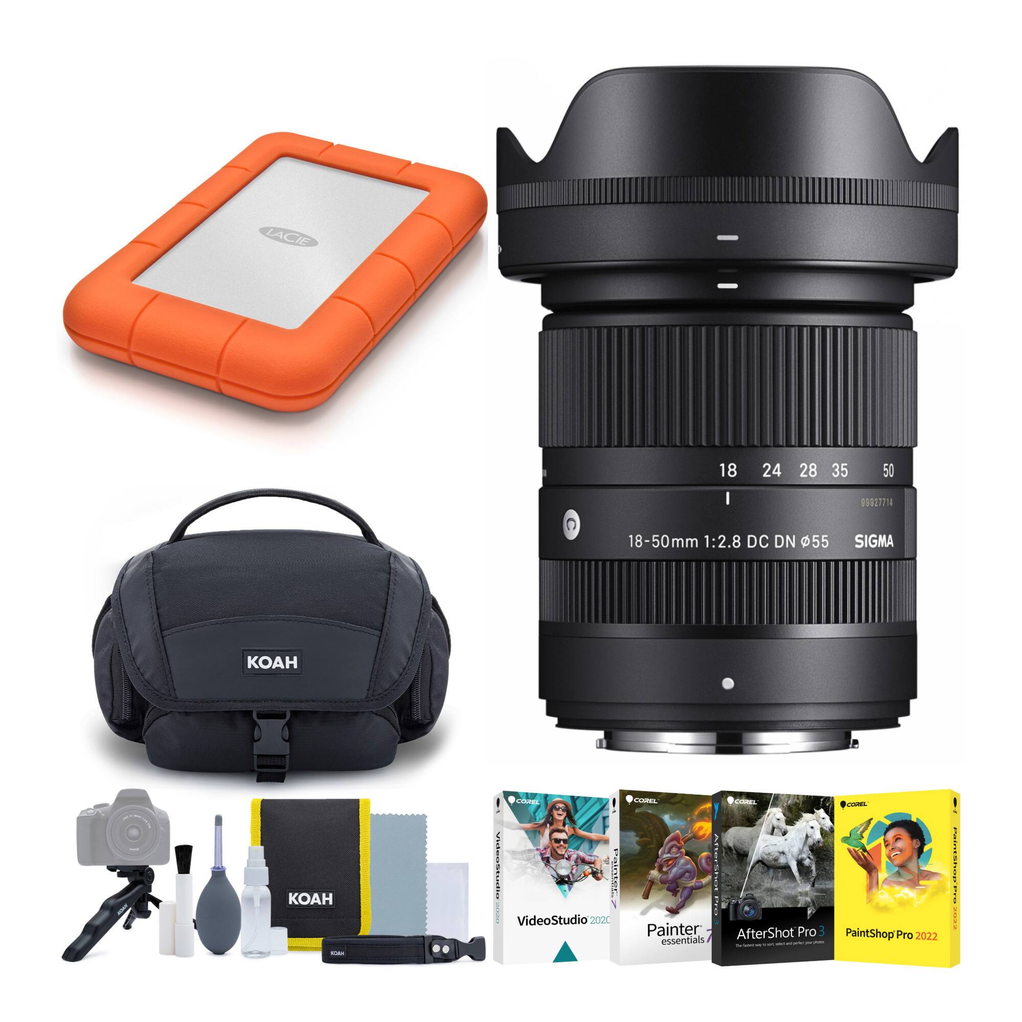 LACIE 18 I 24 28 35 50 09927714 D 18-50mm 1:2.8 DC DN 55 SIGMA  AH I Conas . e : VideoStudio 2020 CmEL    Painter AfterShot Pro essentials - | I : I -  PaintShop Pro 2022  I :