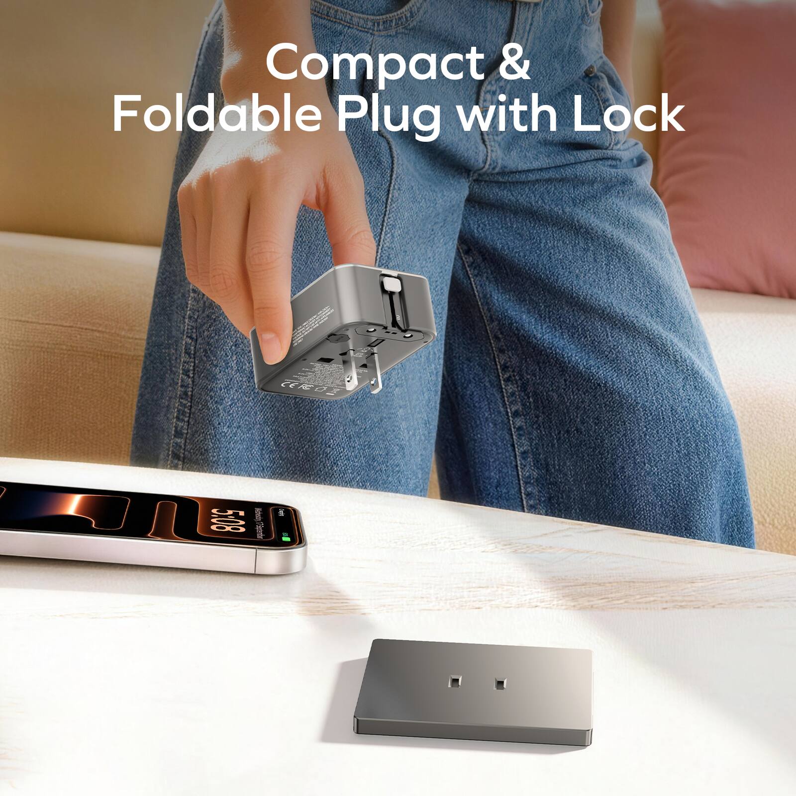 Compact & Foldable Plug with Lock