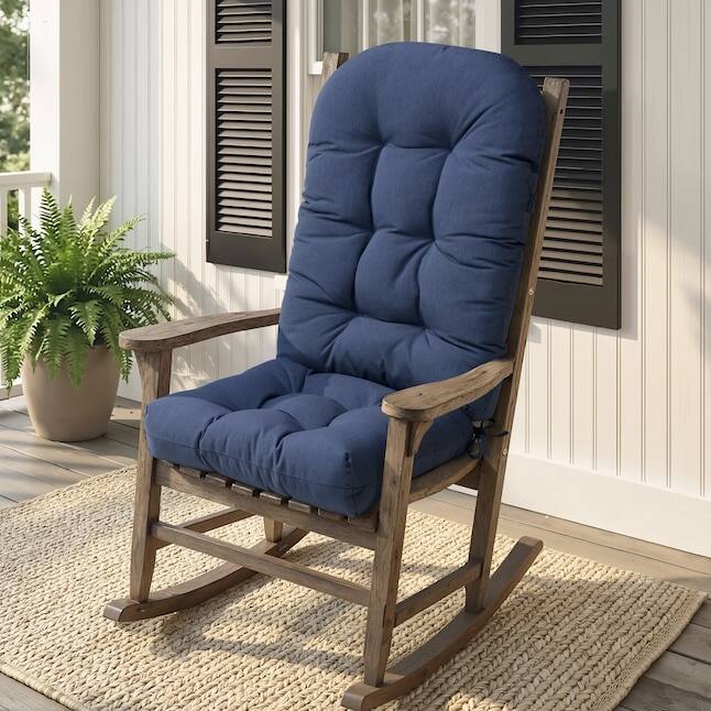 Alt View 4. Crestlive Products - Crestlive Products 2pc Outdoor Adirondack High Back Chair Cushion with Ties  Navy Blue High back patio chair cushion - Navy.