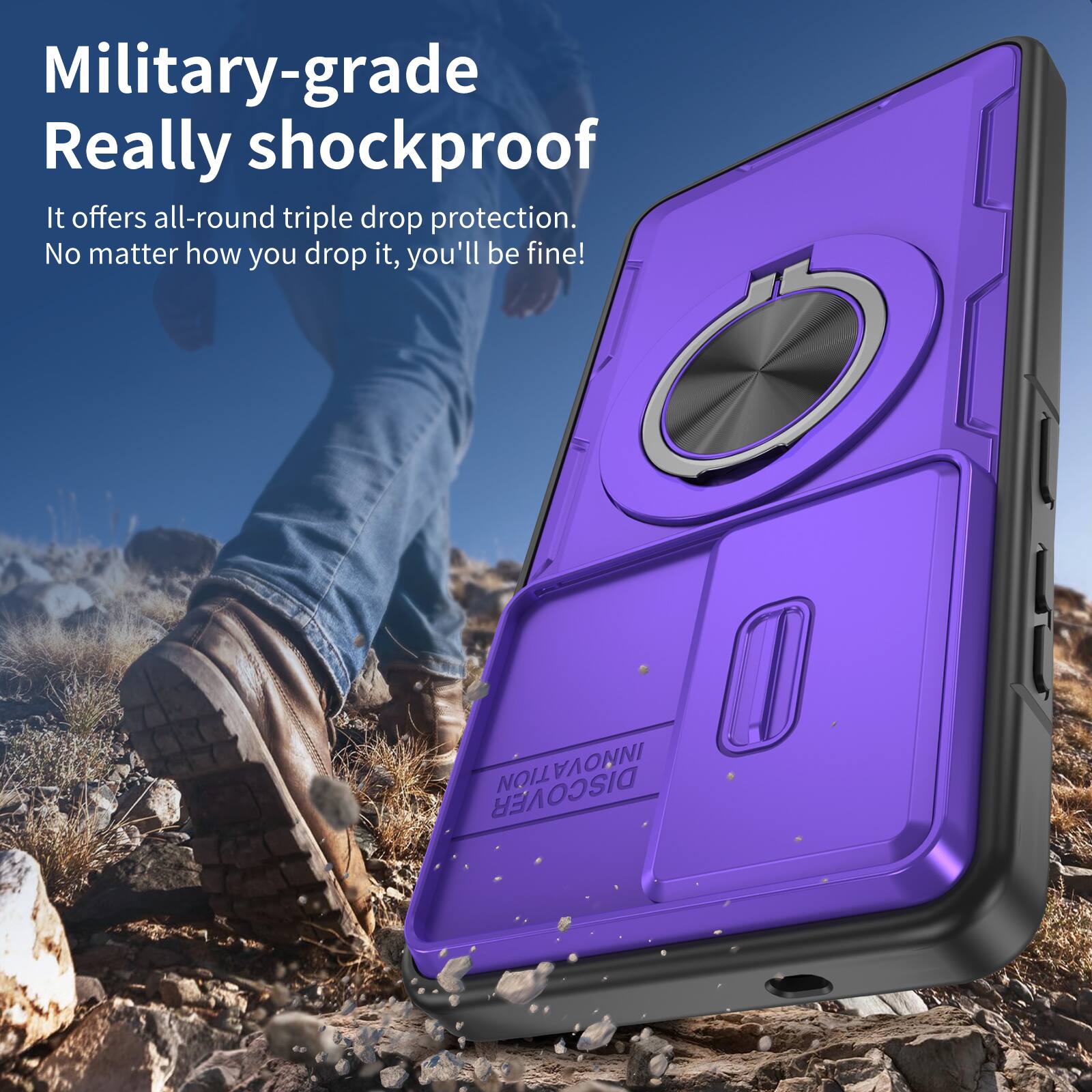 Military-grade Really shockproof.  
It offers all-round triple drop protection.  
No matter how you drop it, you'll be fine!  

INNOVA DISCOVER