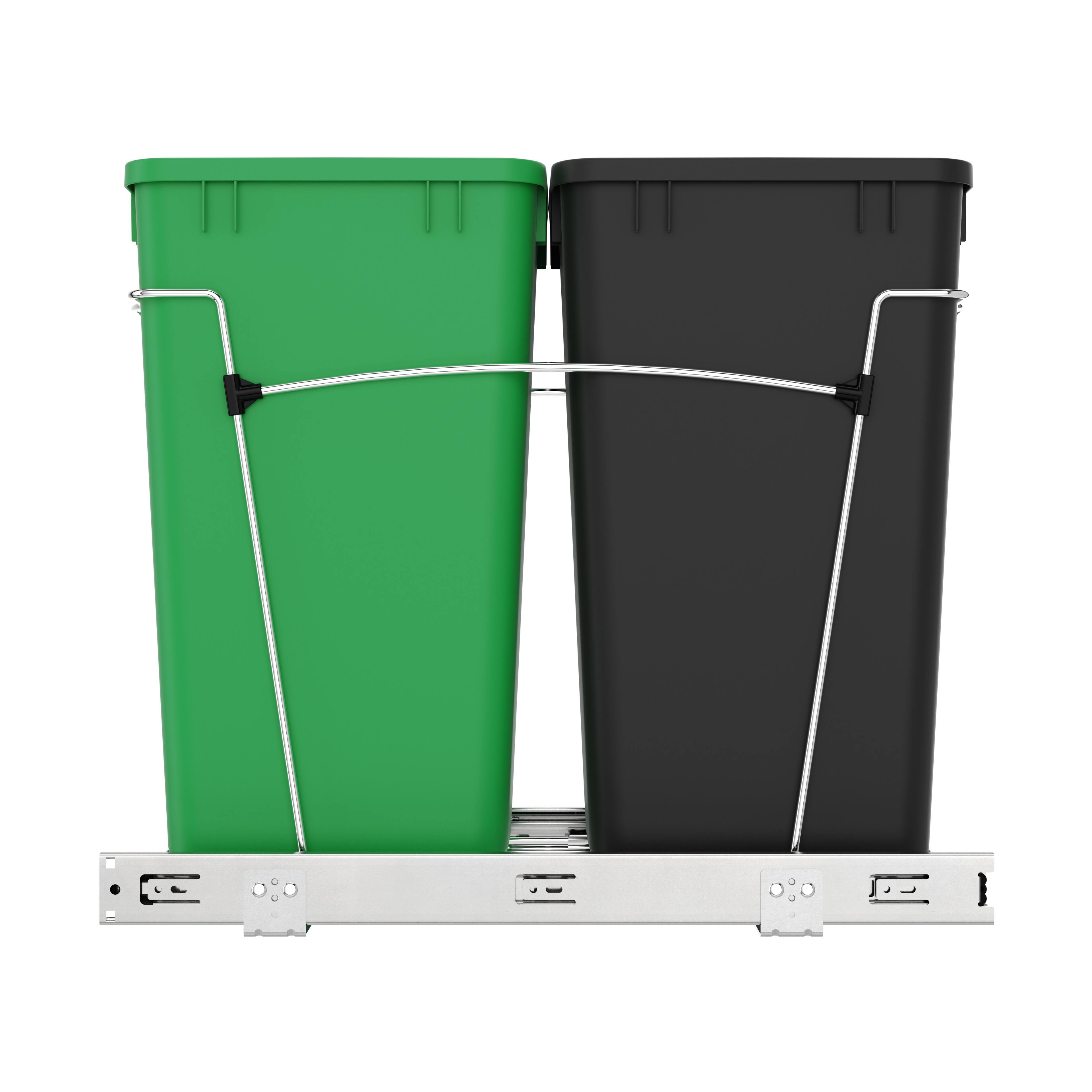 Alt View 7. Rev-A-Shelf - Rev-A-Shelf Double Pullout Trash Can 27 qt. for Kitchen, Green, RV-15KD-1918C-S - Green/Black.