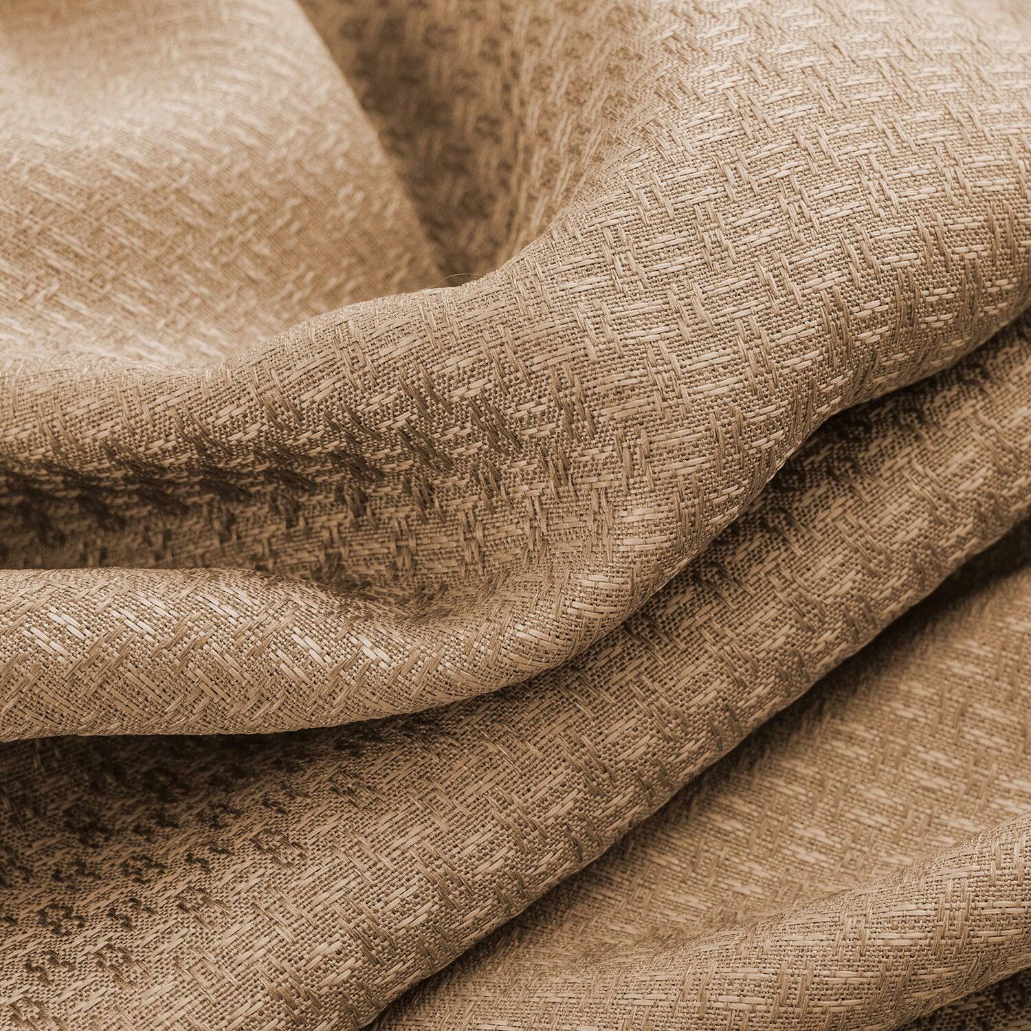 Alt View 1. Olivia Gray - Olivia Gray 100% Polyester 250 GSM Basket Weave Ian Luxury Jacquard Blackout Grommet Curtain Panel 54" x 90" Taupe - Taupe.