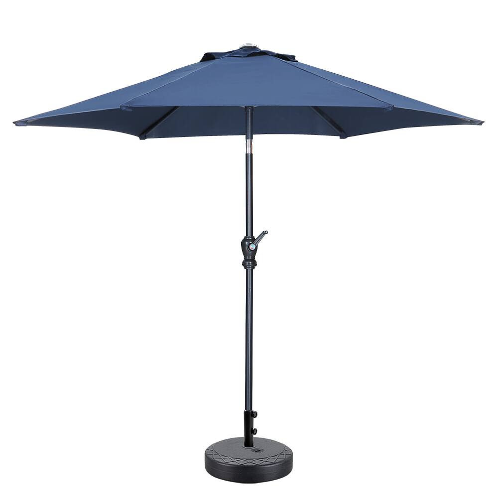 Ainfox - 7.5ft Patio Umbrella With Argyle umbrella base - Navy Blue