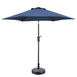 Ainfox - 7.5ft Patio Umbrella With Argyle umbrella base - Navy Blue