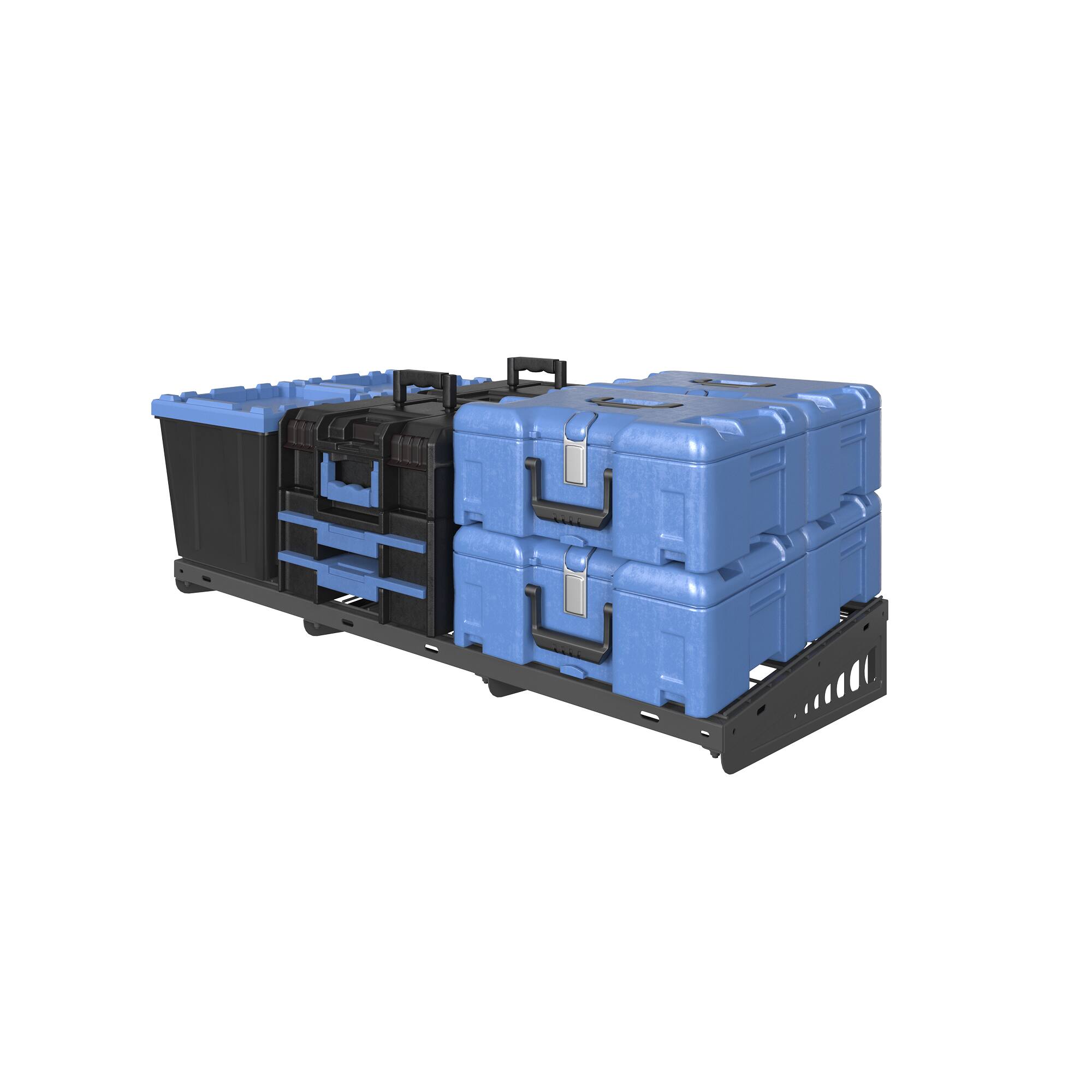 Back. Fleximounts - 48 in. x 24 in. Heavy Duty Steel Garage Wall Shelf with Brackets - Black.