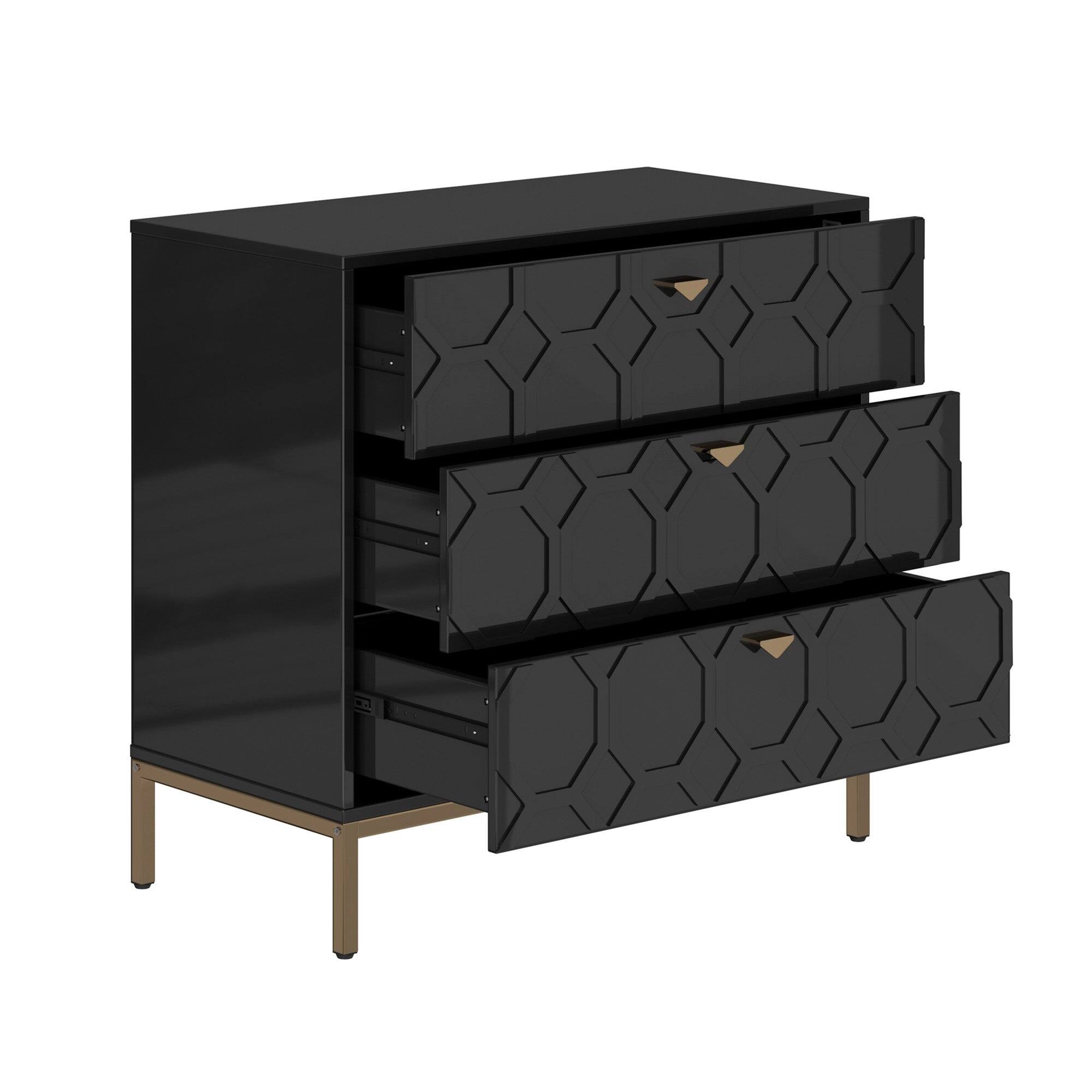 Alt View 7. Boyel Living - 32.28 in. H Freestanding Storage Cabinet Black 3 Drawer Accent Cabinet - Black.