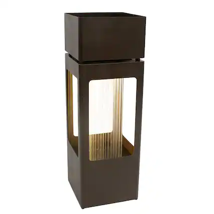 Front. Sunnydaze - Serene Showers Zinc Water Fountain with Planter and LEDs - 36" - Dark Brown.