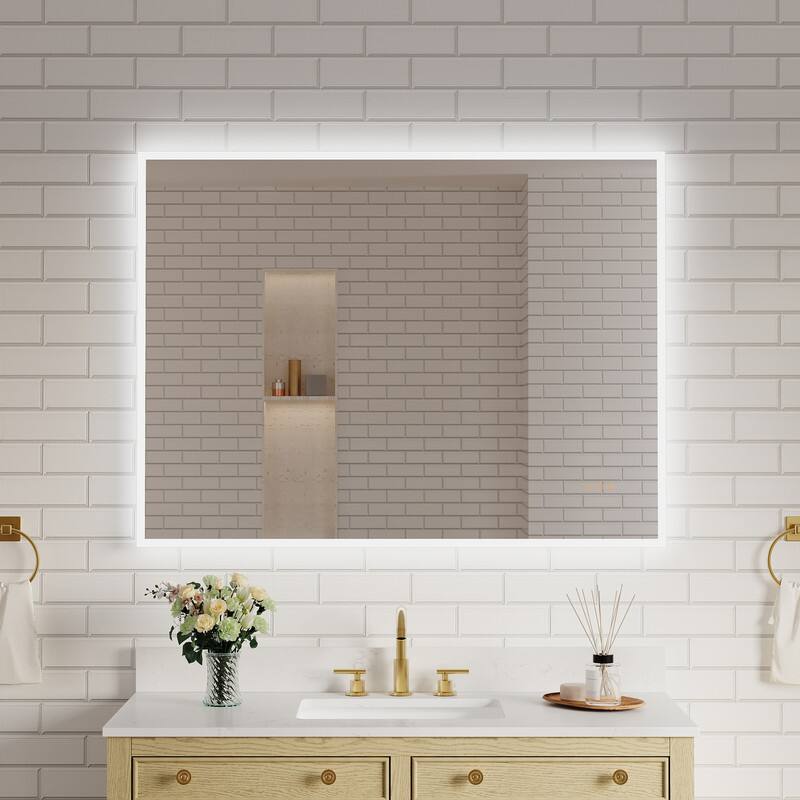 "WELLFOR - 48""x36"" Frameless Bathroom Mirror with LED Lights & Anti-Fog, Wall-Mounted Bathroom Vanity Mirrors with Dimmable - Chrome" price history on PriceWatchPro