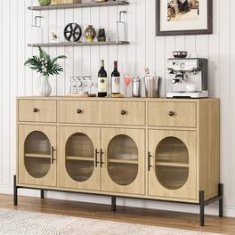 Homhougo - Buffet Cabinet with Storage,62'' Large Sideboard Buffet Cabinet - Ivory