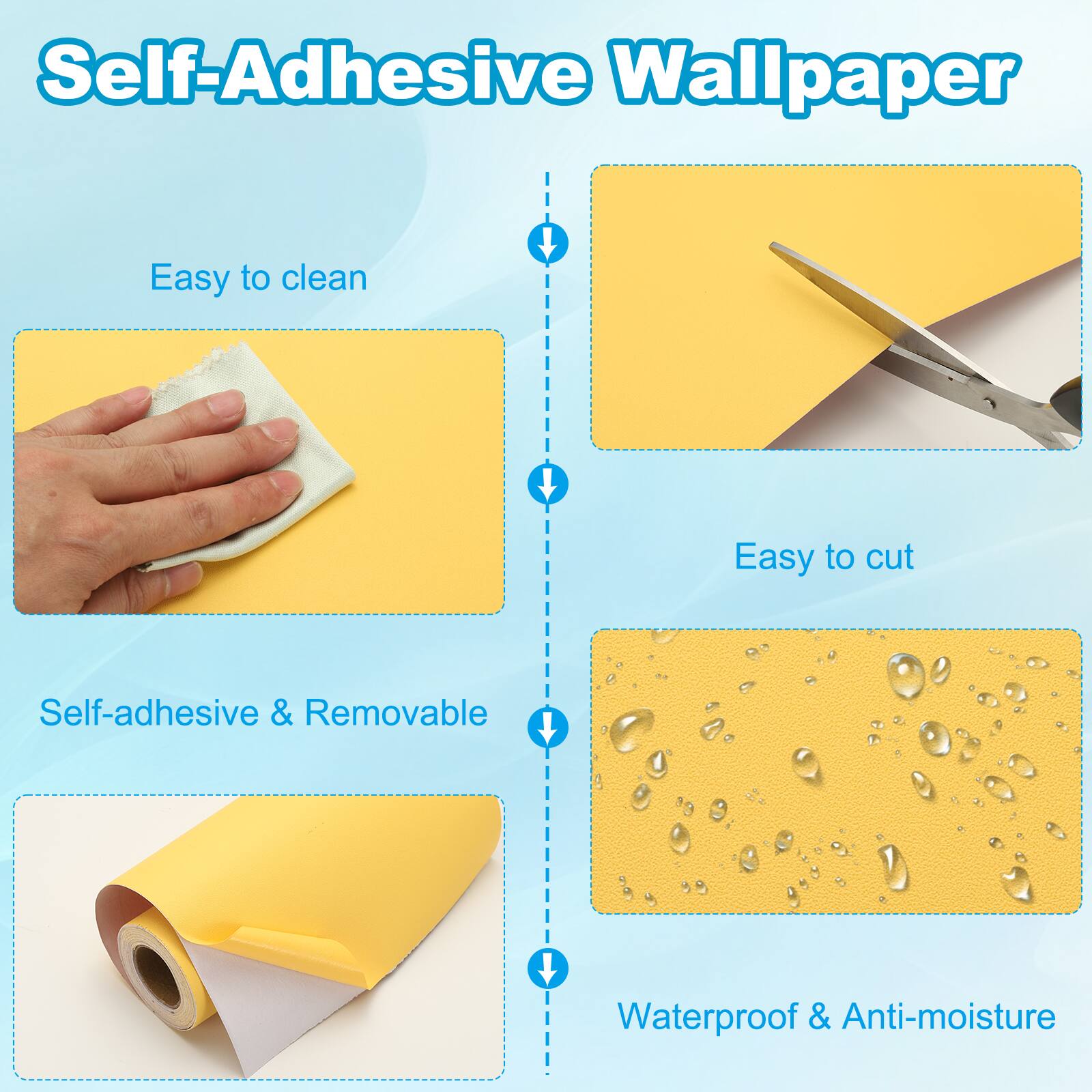 Self-Adhesive Wallpaper

- Easy to clean
- Easy to cut
- Self-adhesive & Removable
- Waterproof & Anti-moisture