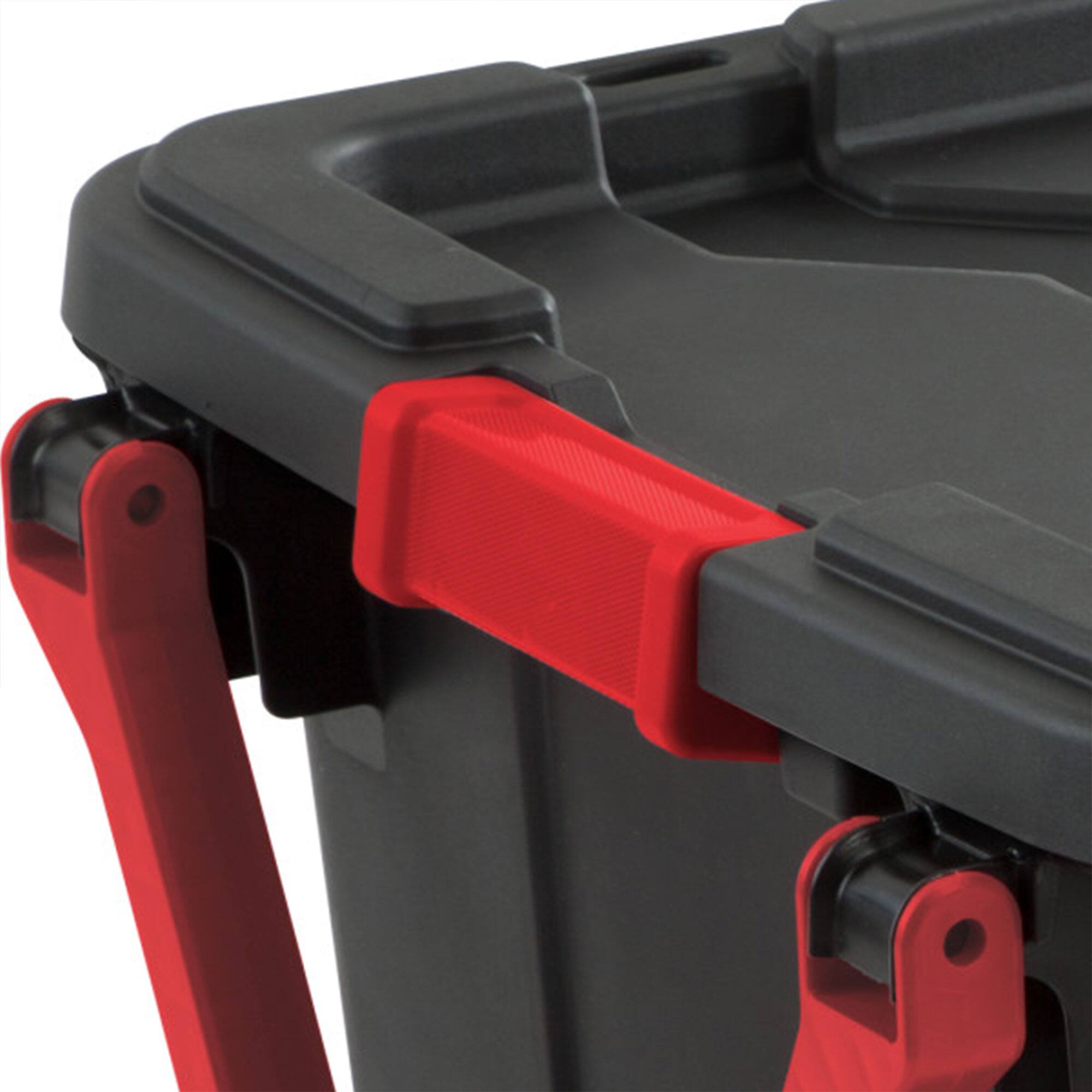 Alt View 8. Sterilite - Sterilite 40 Gal Wheeled Industrial Tote Stackable Bin with Latch Lid, 2 Pack - Black.