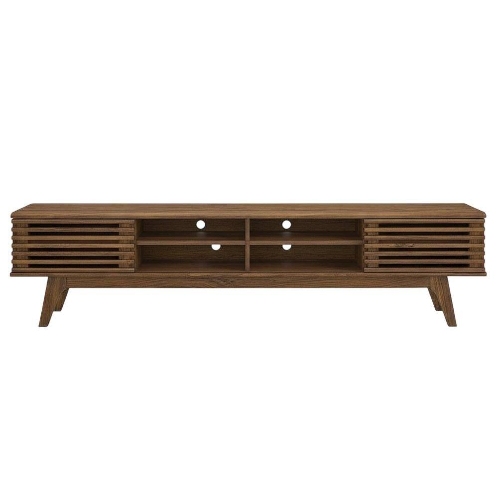 Back. FurniFact - Brown wood entertainment center with spacious TV stand and sleek design - Brown.