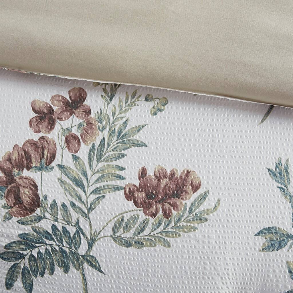 Alt View 5. Gracie Mills - Gracie Mills Marlin 7 Piece Printed Seersucker Comforter Set with Throw Blanket - Taupe/Blush.