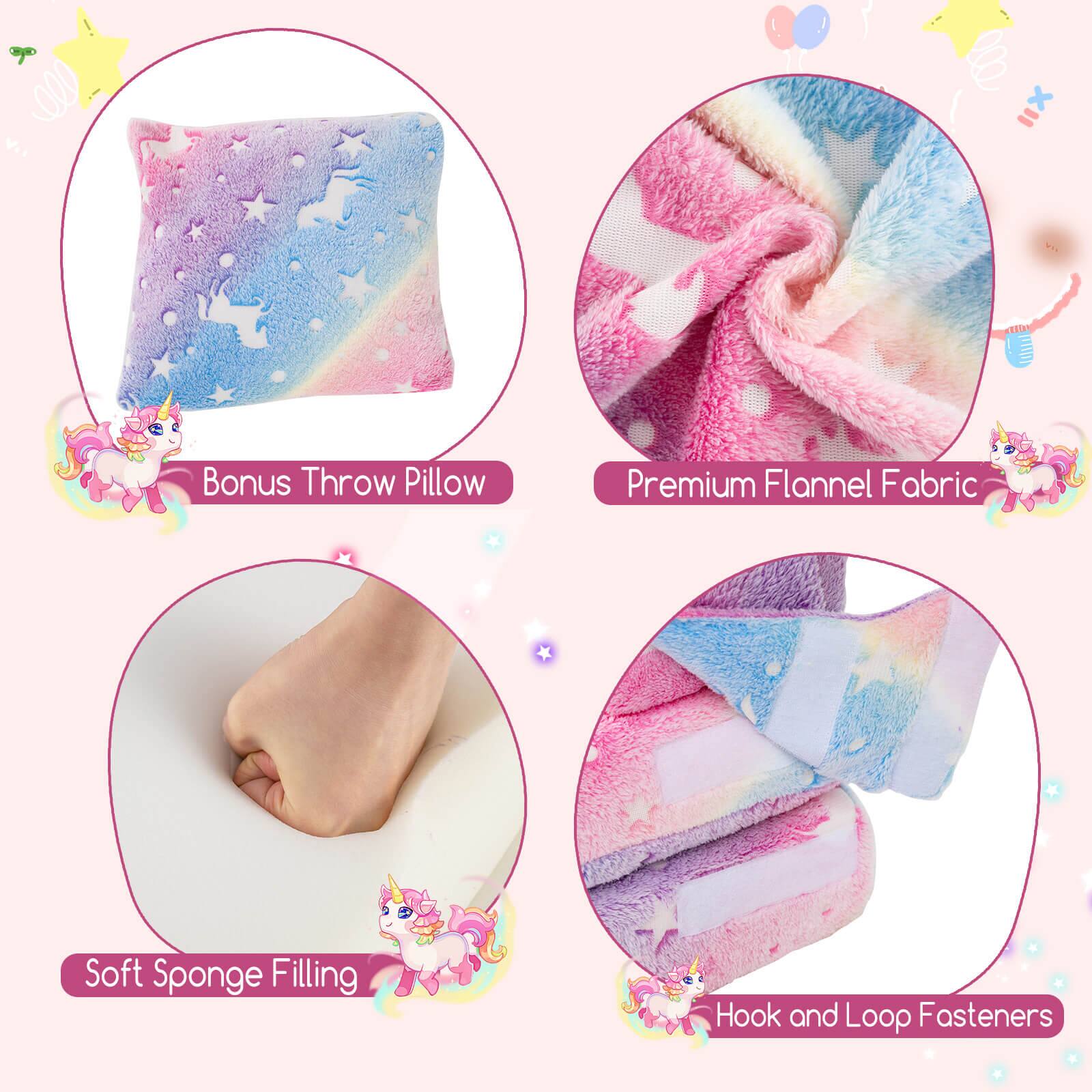 - Bonus Throw Pillow
- Premium Flannel Fabric
- Soft Sponge Filling
- Hook and Loop Fasteners