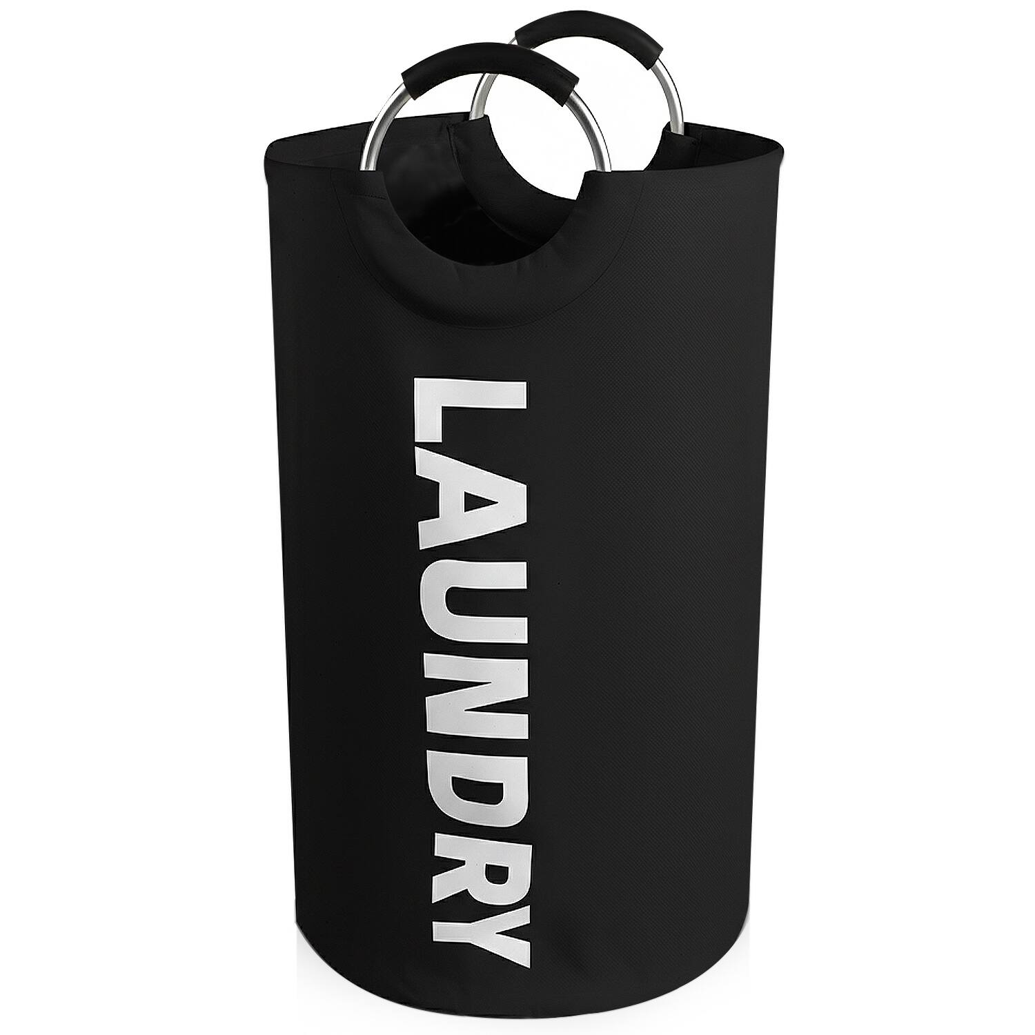 Garnen - 90L Large Collapsible Laundry Basket Bag, Foldable Laundry Hamper Basket, Dirty Clothes Organizer Bin with Handle - Black