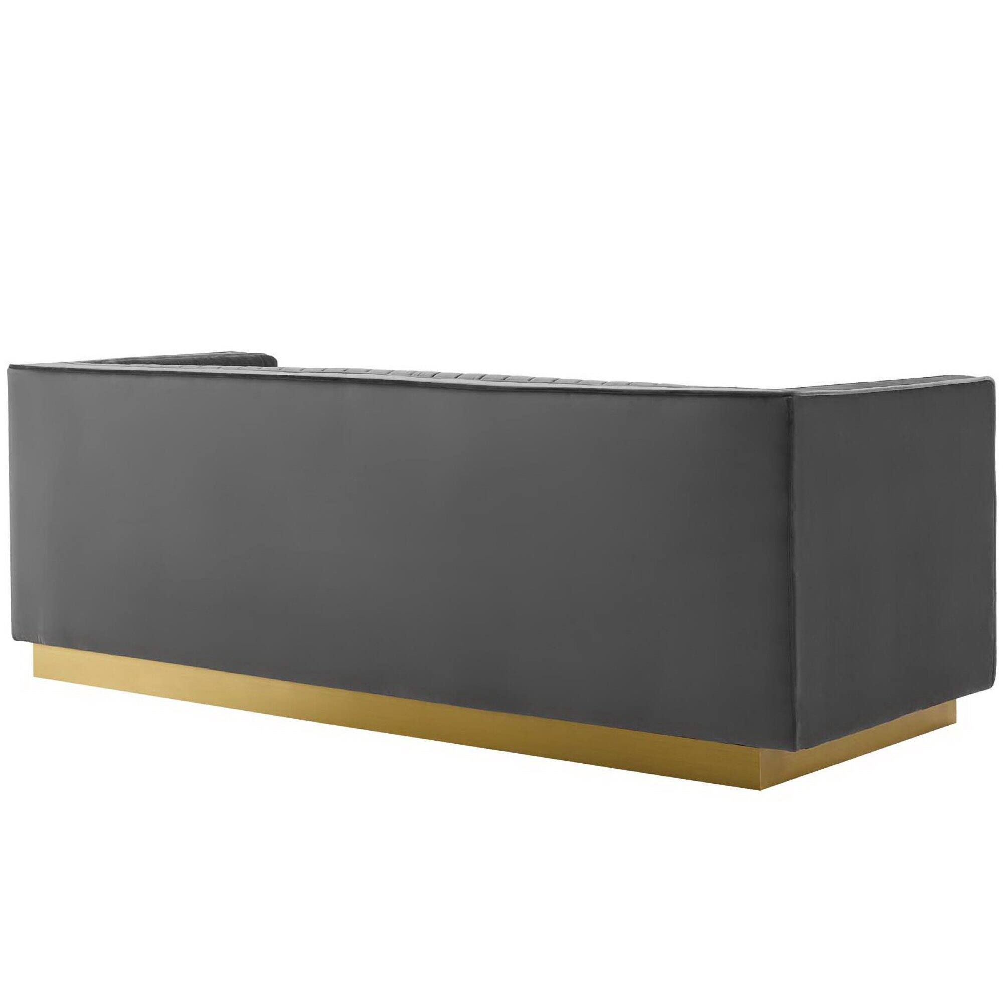 Back. Modway - Sanguine Vertical Channel Tufted Performance Velvet Sofa by Modway - Gray.