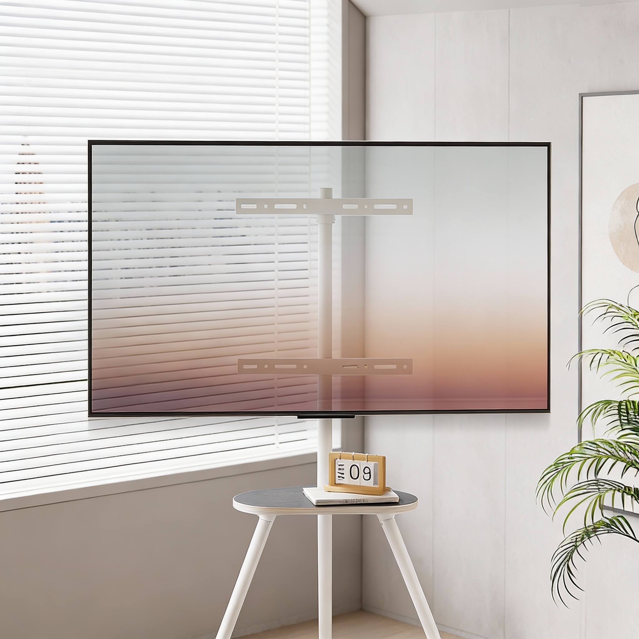 Alt View 3. Frangdom - Stand for 43 to 65 Inch Tripod Easel TV Stand Height Swivel Tray - White+Beech.