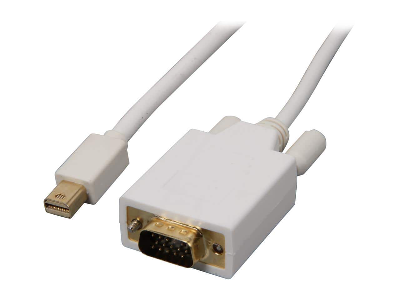 Nippon Labs - MINIDP-VGA-3 3 ft. Mini DP DisplayPort Male to VGA Male Adapter Cable, White