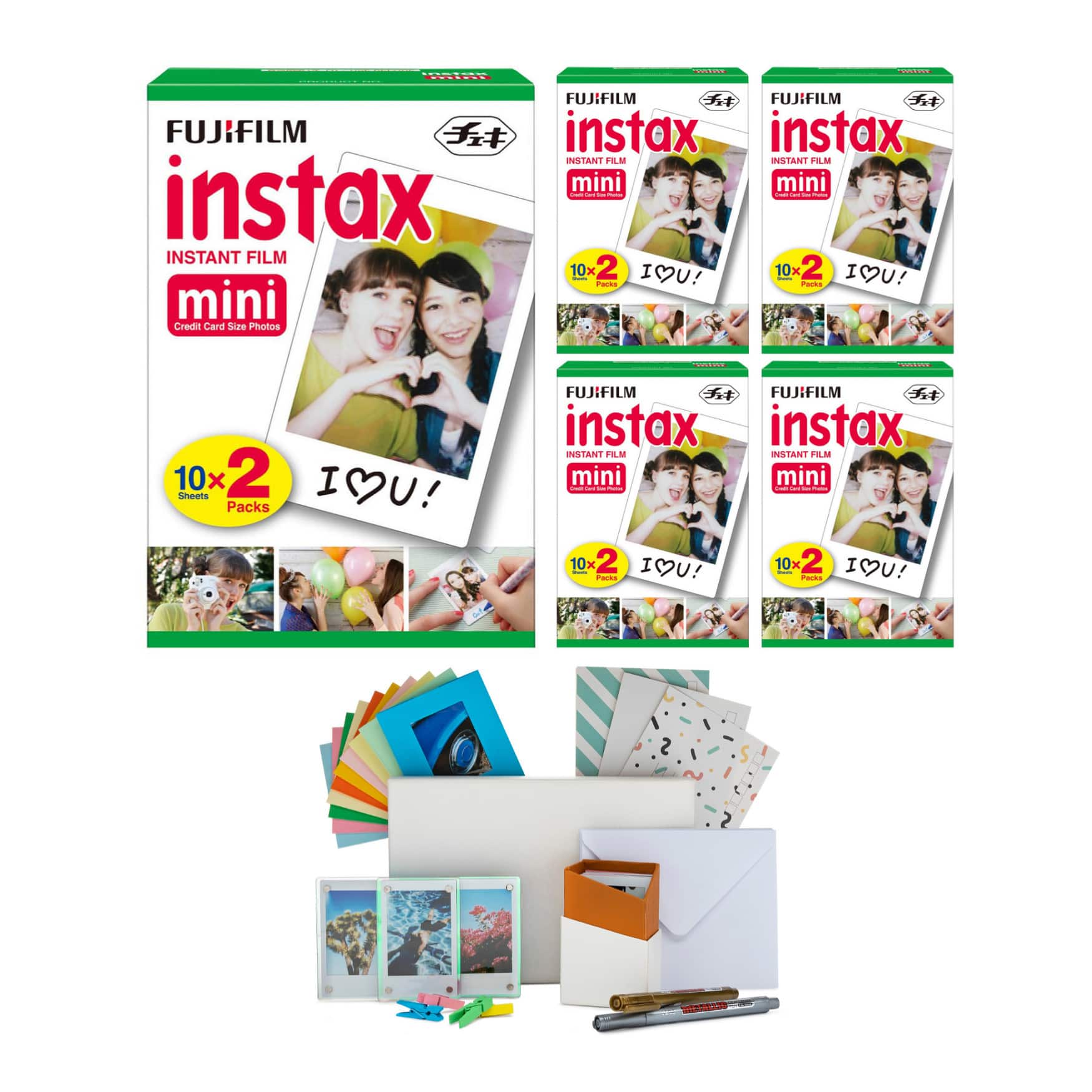 Fujifilm - instax Mini Twin Film Pack (100 Exp) with Storage Box & Postcard Set