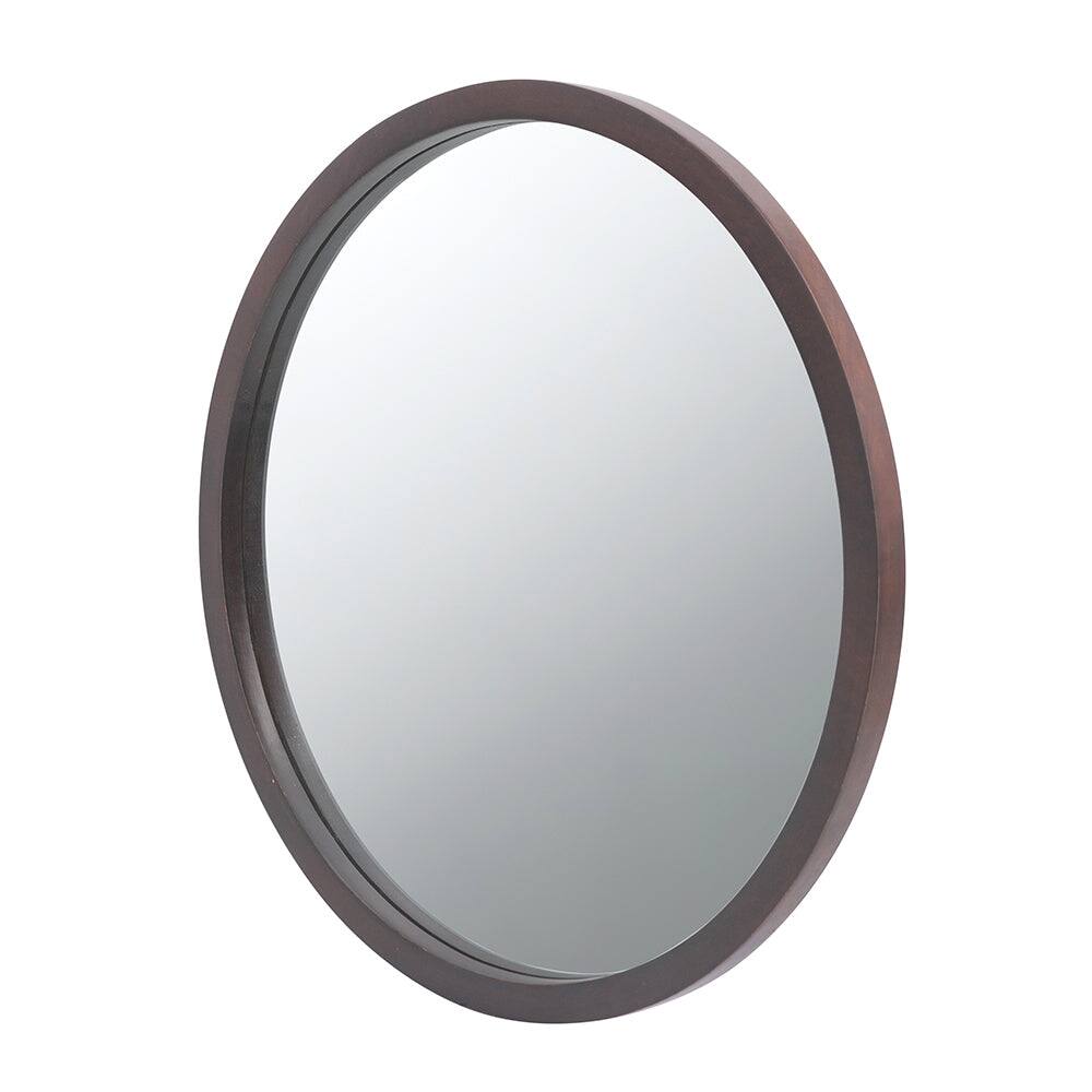 Alt View 5. BreeBe - 20' x 20' Circle Wall Mirror with Wooden Frame and Walnut Finish,Wall Mirror for Living Room Dining Room - Brown.