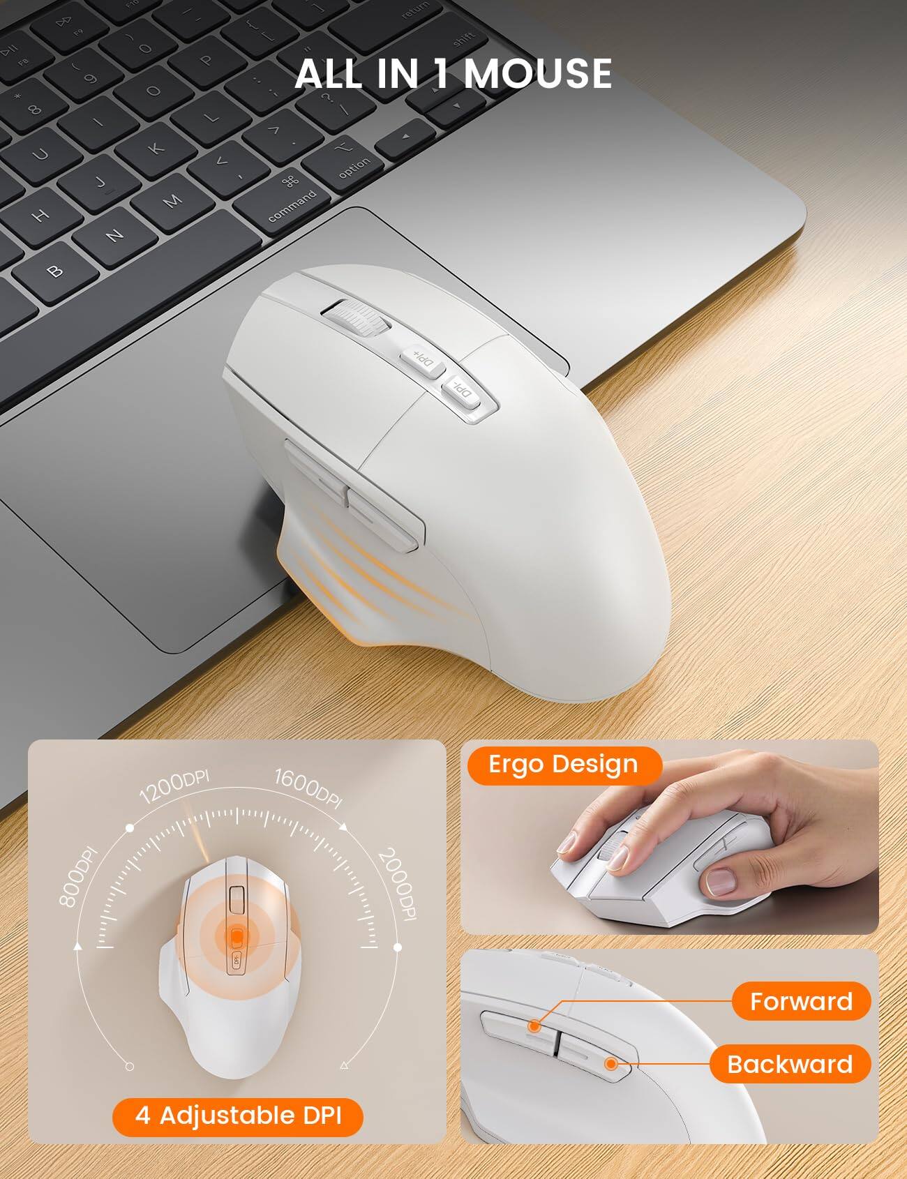 ALL IN 1 MOUSE

- return { - shitt 12 : ALL IN 1 MOUSE :- ? / Y > Y - H option command
- Dbl+
- DPI-
- 1200DPI 800DPI
- 1600DPI 2000DPI
- Ergo Design
- Forward
- Backward
- 4 Adjustable DPI