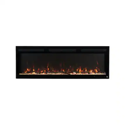 Front. Touchstone Home Products - 57 in. Wall Mounted Recessed Sideline Fury Smart Electric Fireplace 1500W - Black.