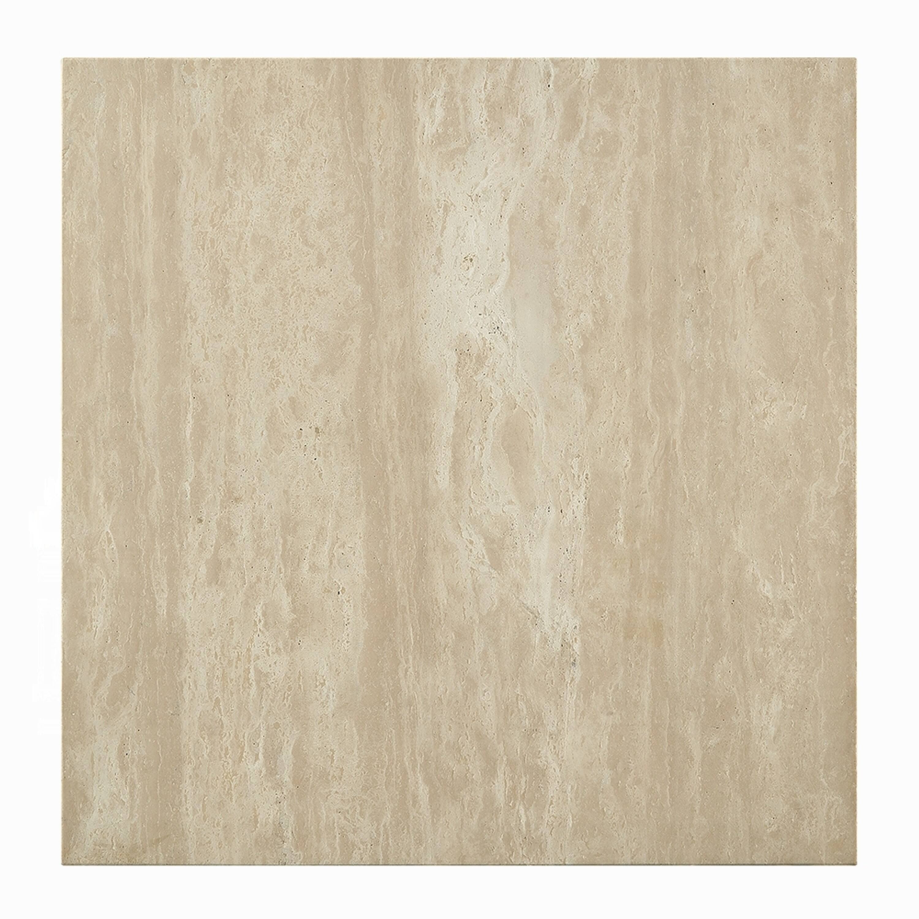 Alt View 3. Manhattan Lane - Lory Side End Table, 19 Inch Square Travertine Top - Beige.